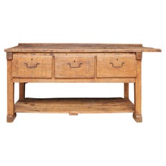 Used Early 20th Century Wooden Workbench with Drawers