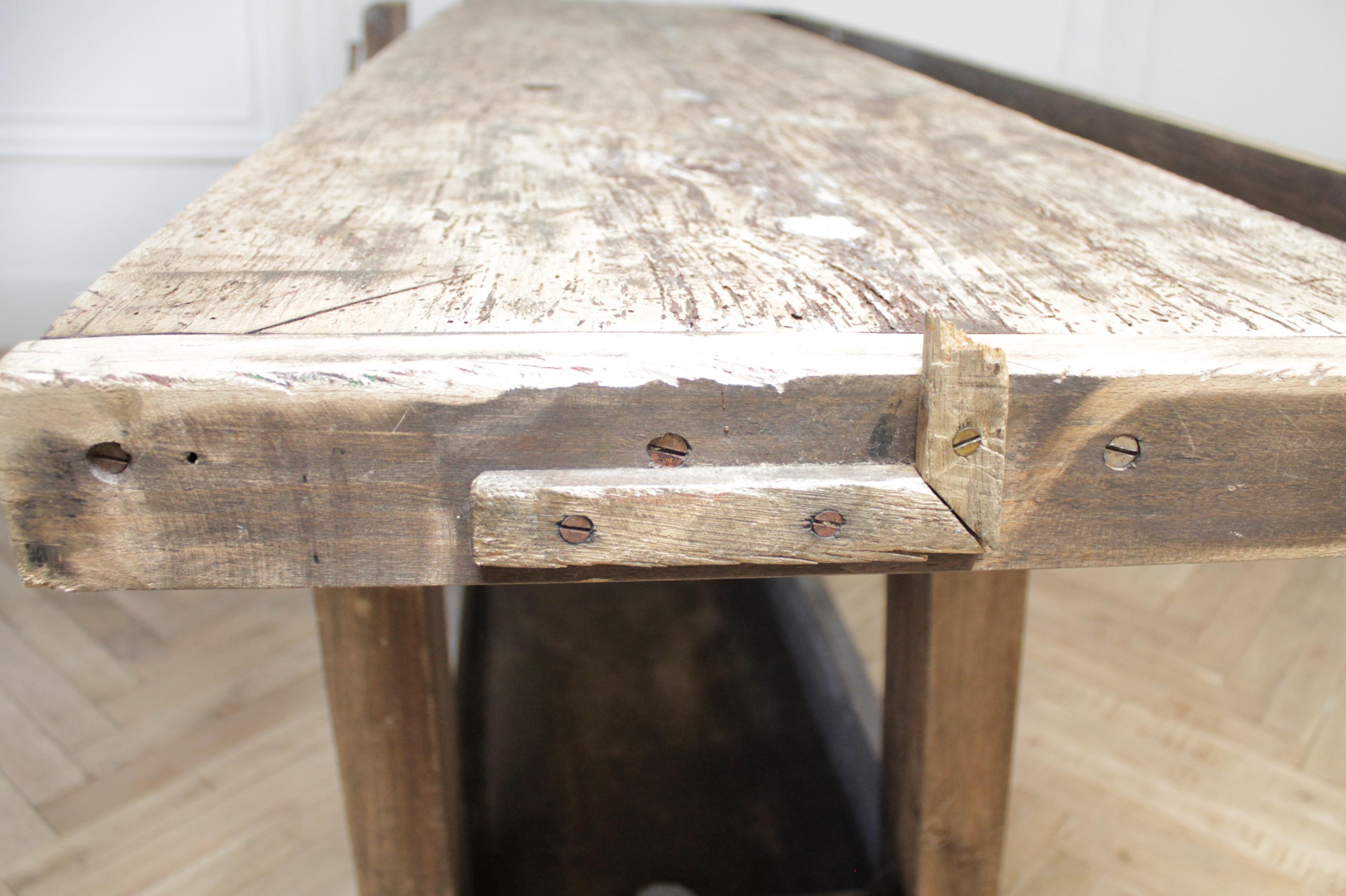 Early 20th Century Work Console Table with Original Hardware 8