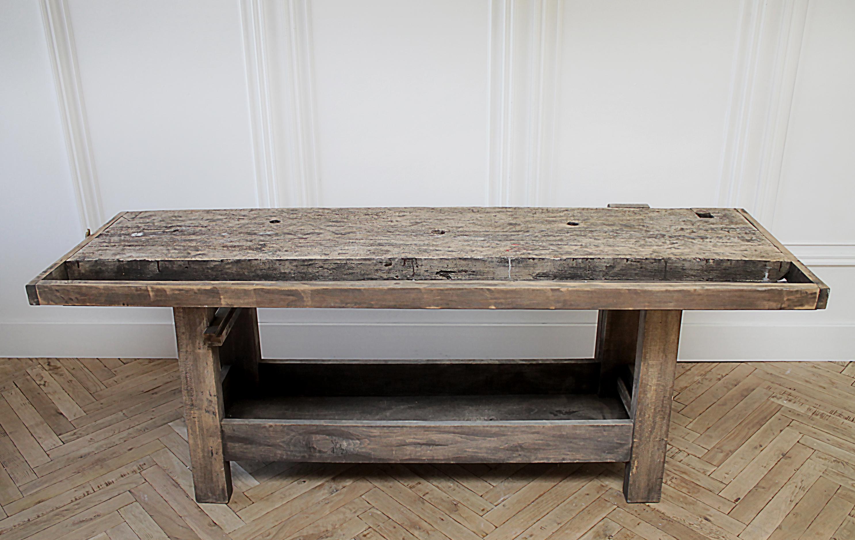 Early 20th Century Work Console Table with Original Hardware 1