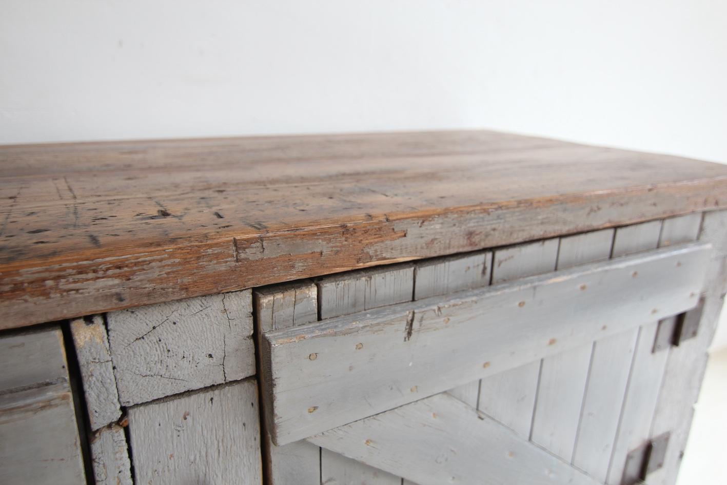 Early 20th Century Workbench Workshop Cabinet with original Paint For Sale 4