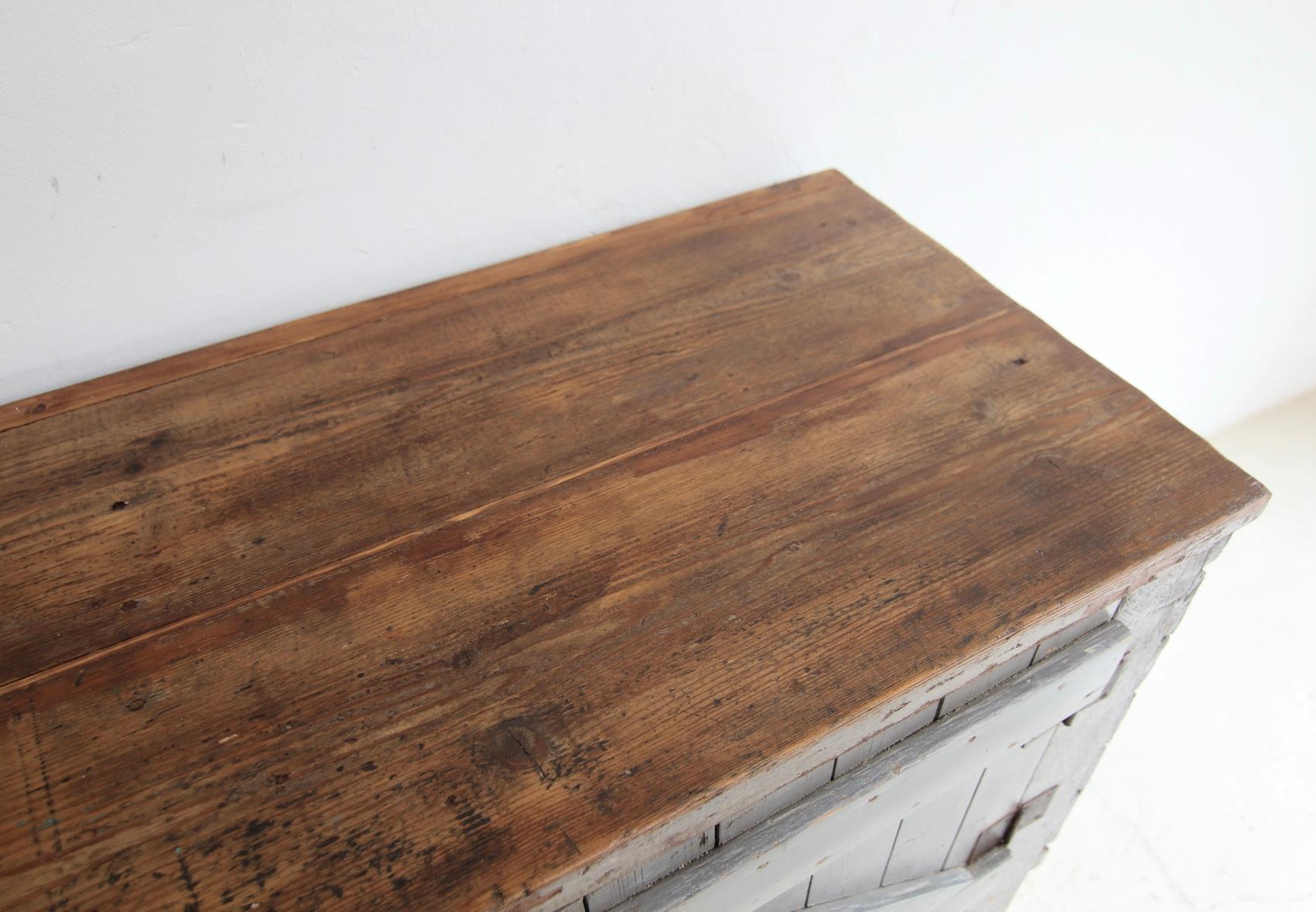 Early 20th Century Workbench Workshop Cabinet with original Paint For Sale 8