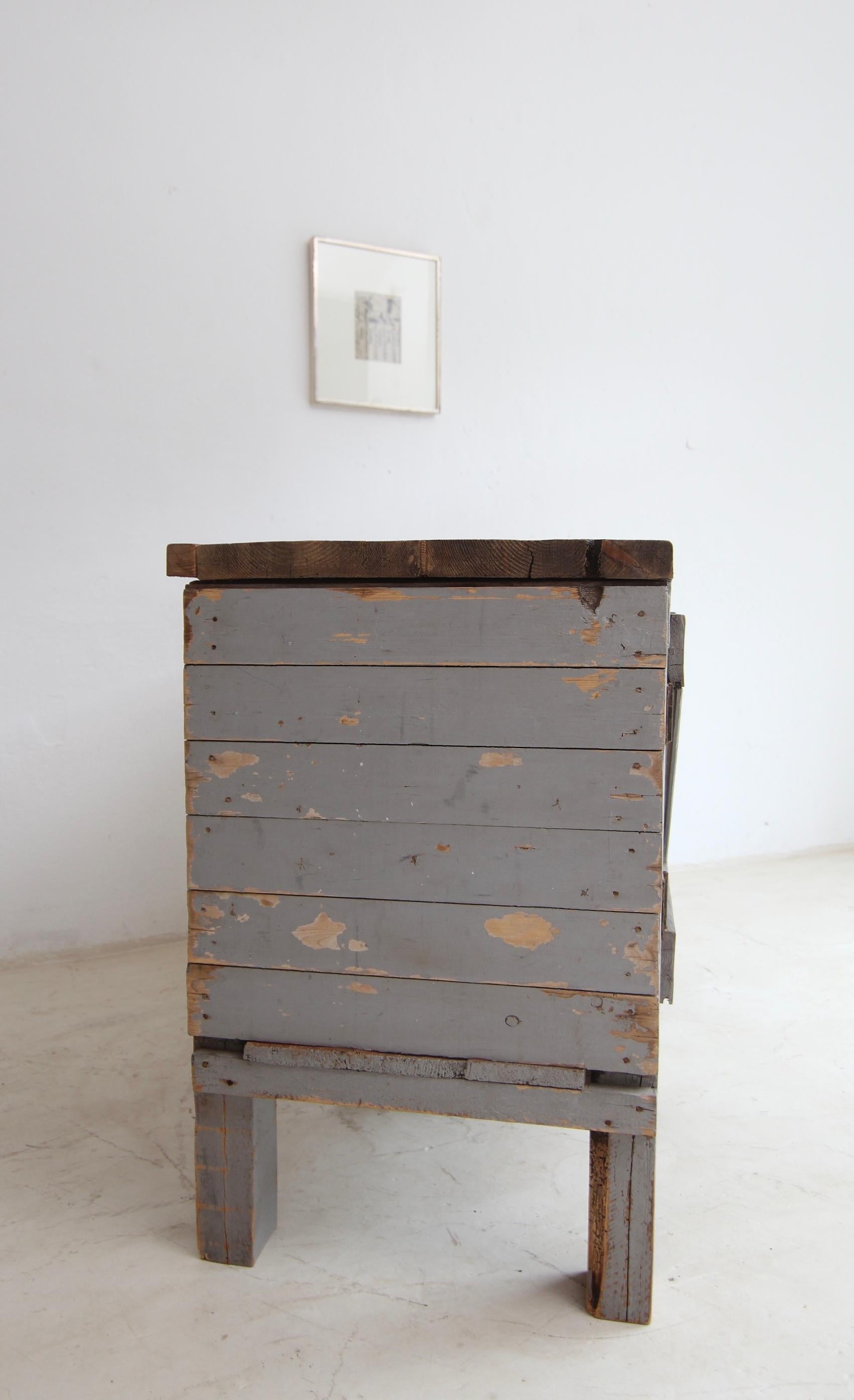 Early 20th Century Workbench Workshop Cabinet with original Paint For Sale 13