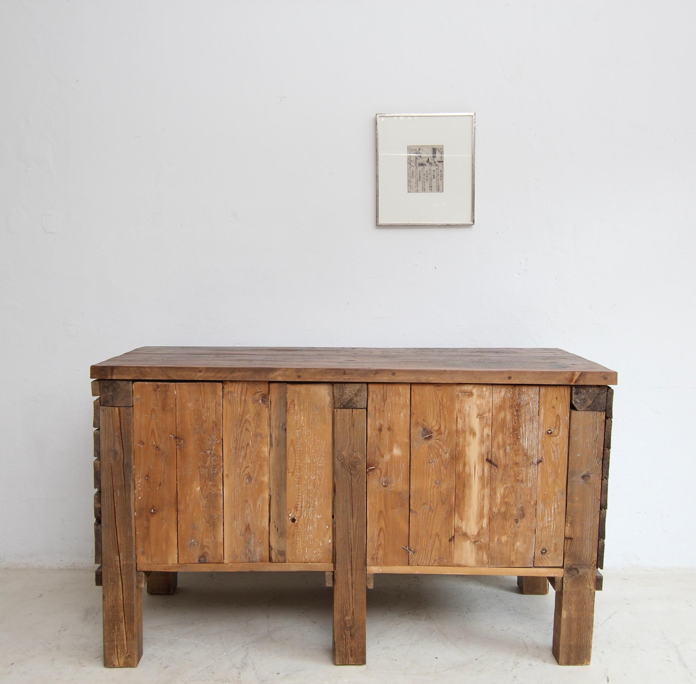 Early 20th Century Workbench Workshop Cabinet with original Paint For Sale 14
