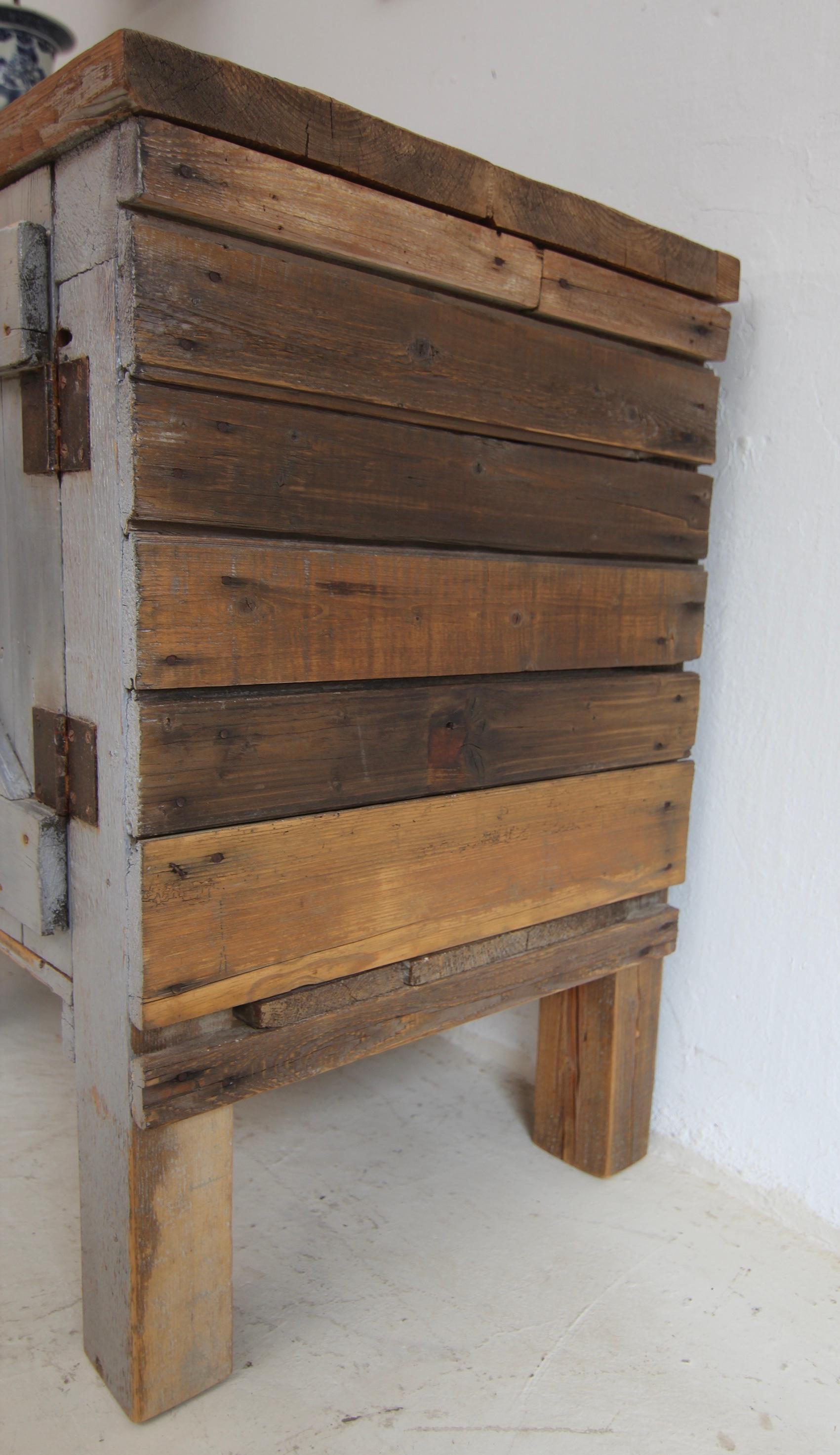 Early 20th Century Workbench Workshop Cabinet with original Paint For Sale 1