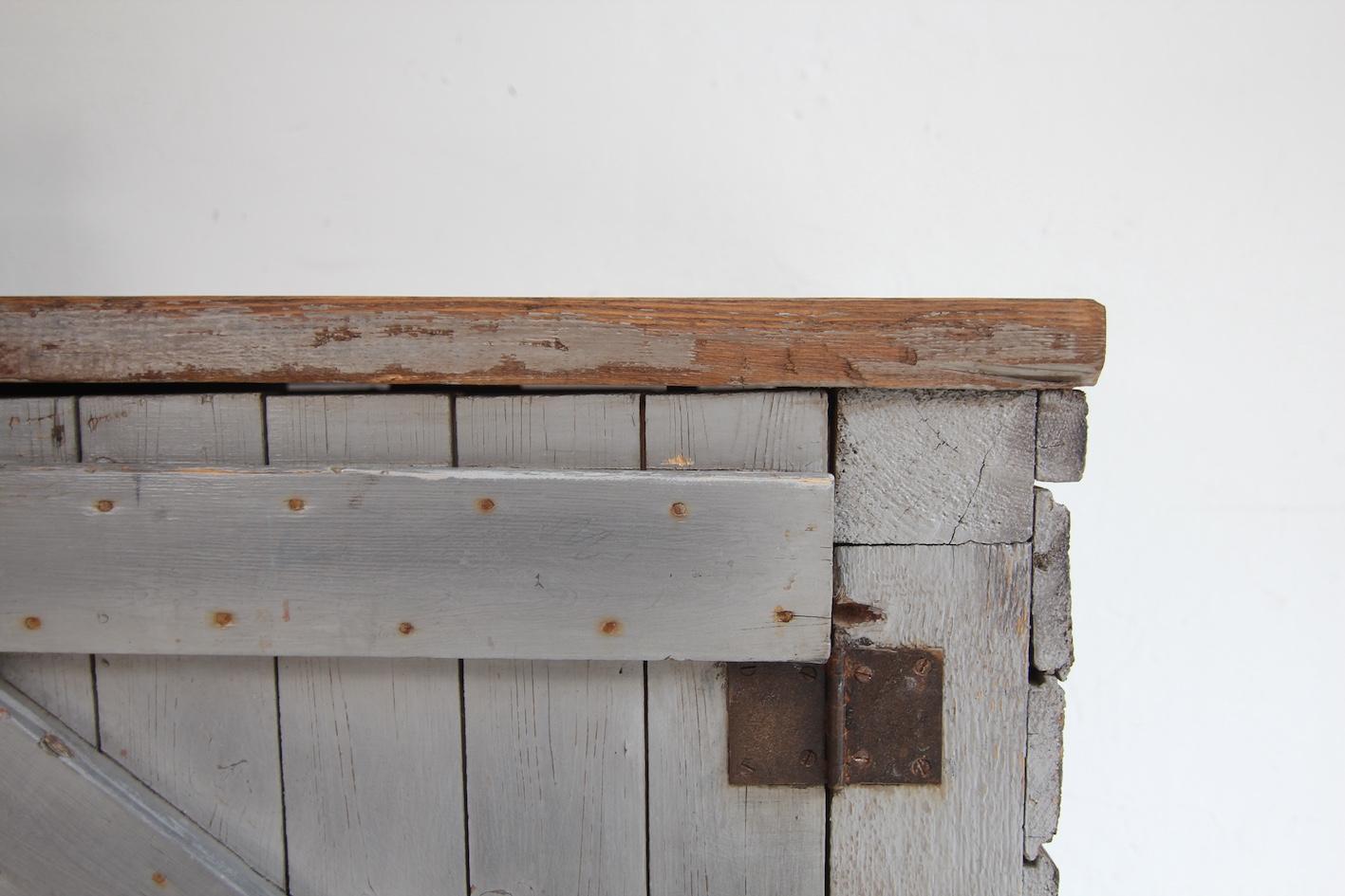 Early 20th Century Workbench Workshop Cabinet with original Paint For Sale 2