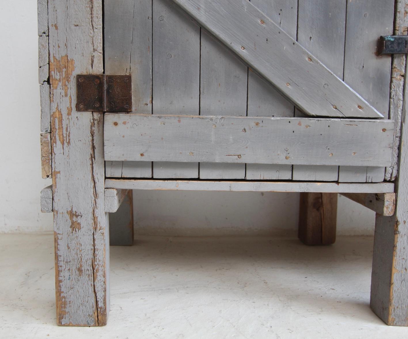 Early 20th Century Workbench Workshop Cabinet with original Paint For Sale 3