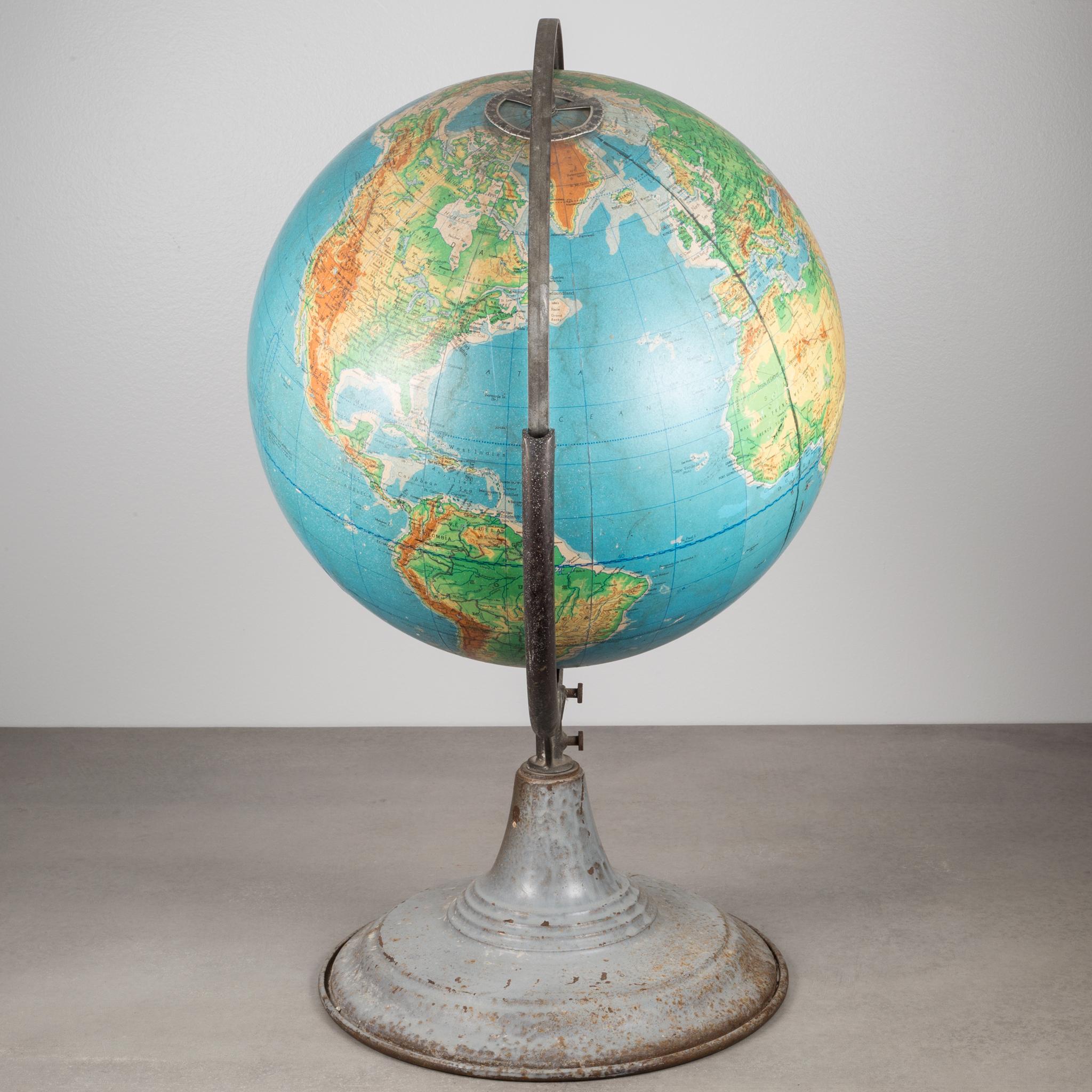 Early 20th Century World Globe on Metal Stand, circa 1940-1950s 1