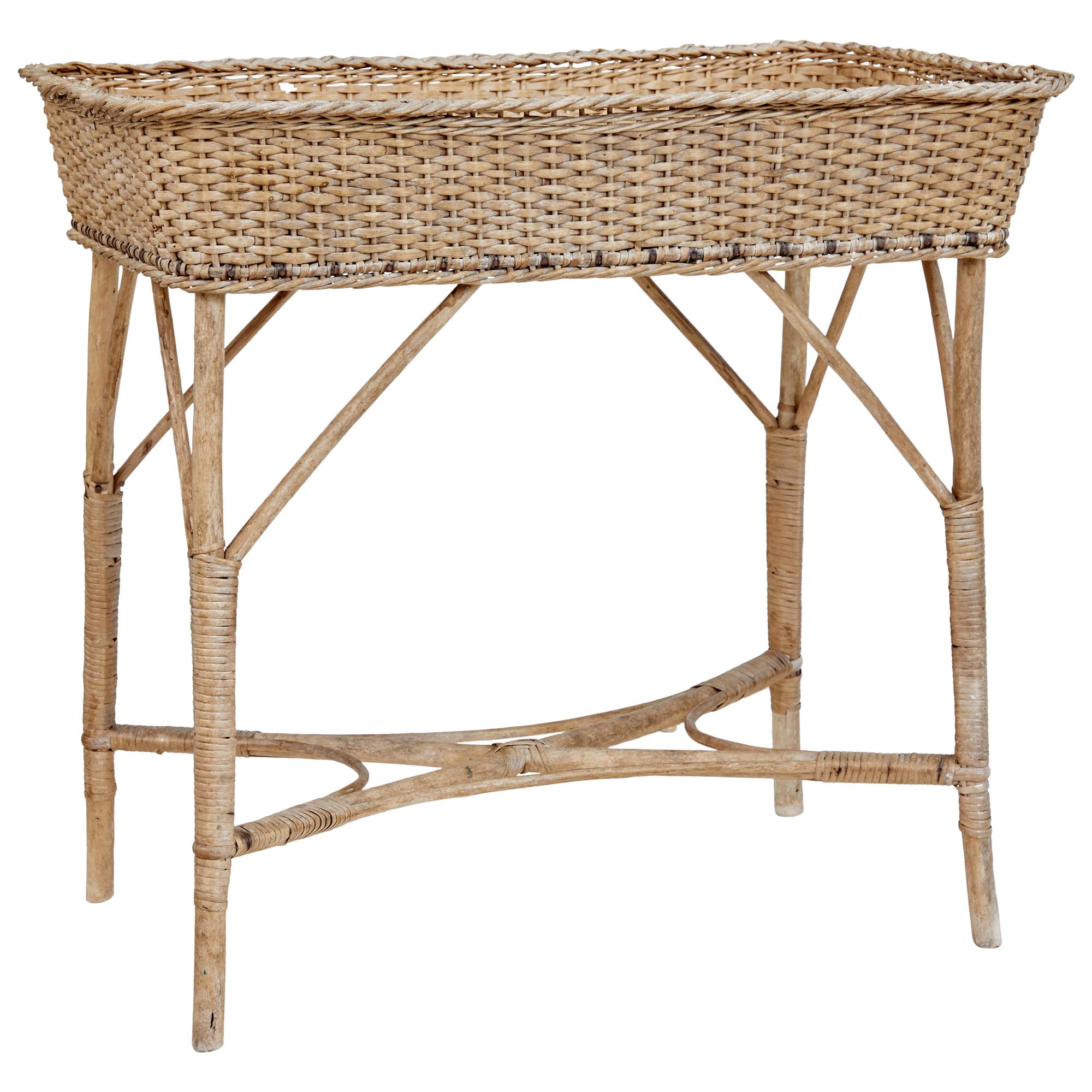 Early 20th Century Woven Cane Work Jardinière Stand