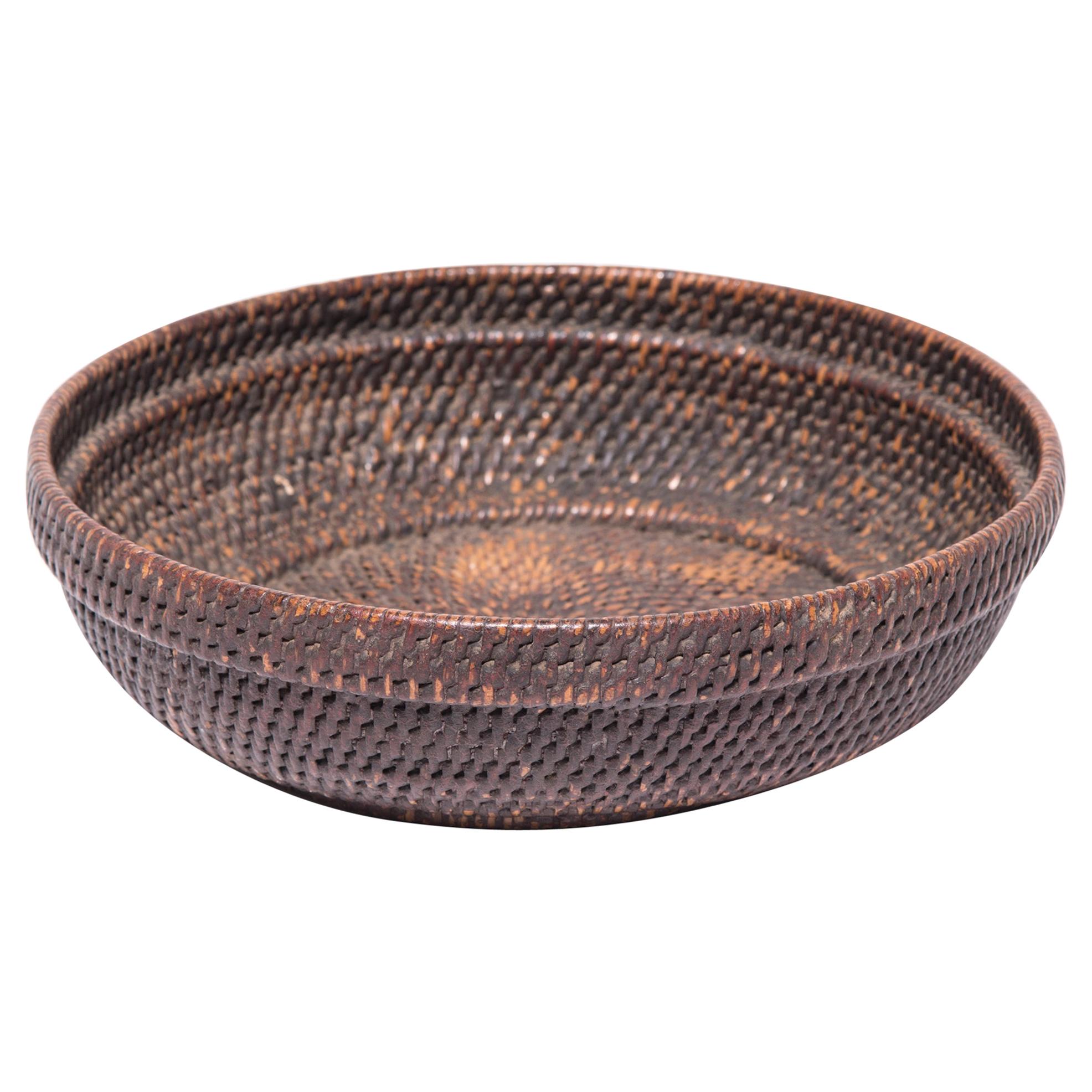 Early 20th Century Woven Offering Tray Basket