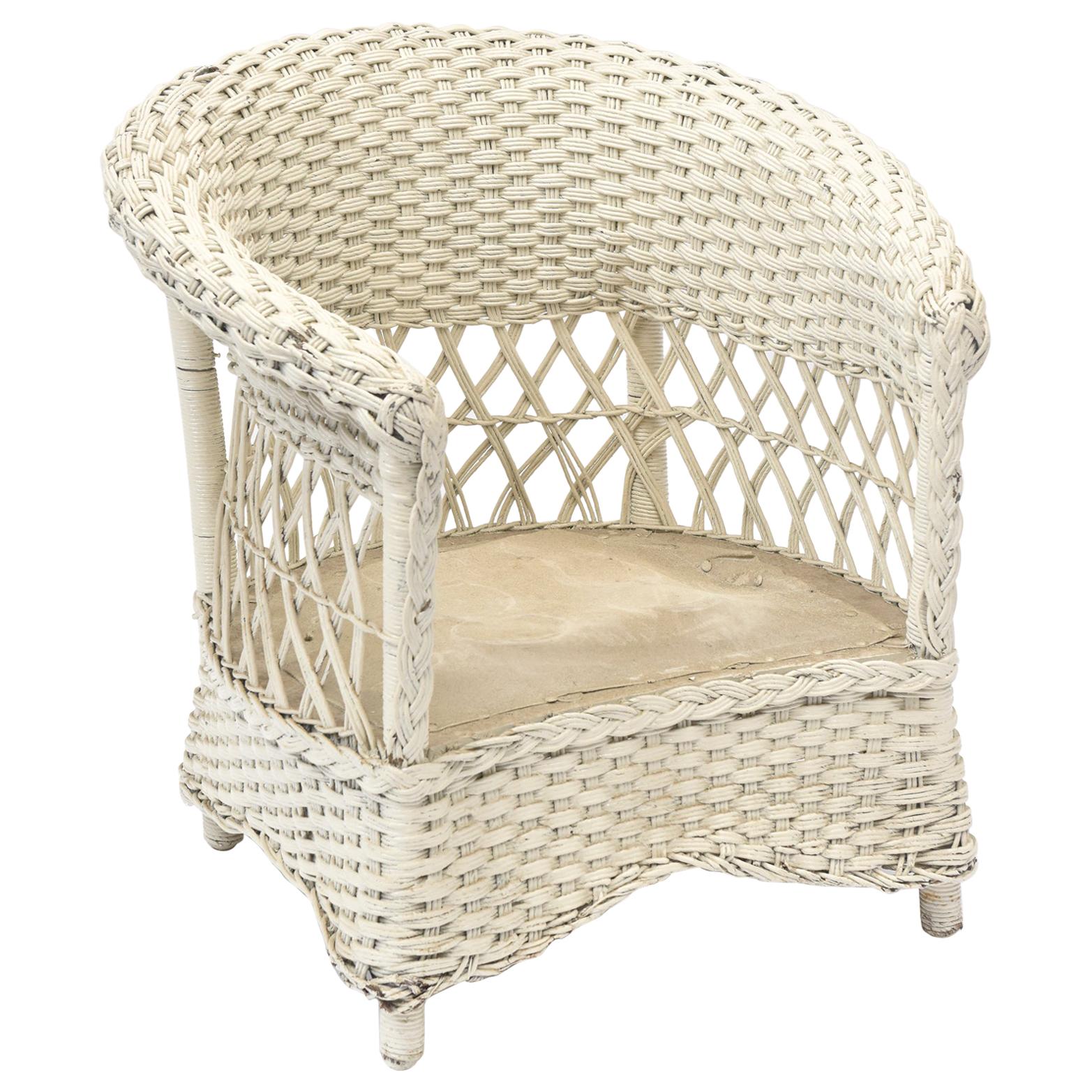 Early 20th Century Woven Wicker Barrel Chair at 1stDibs