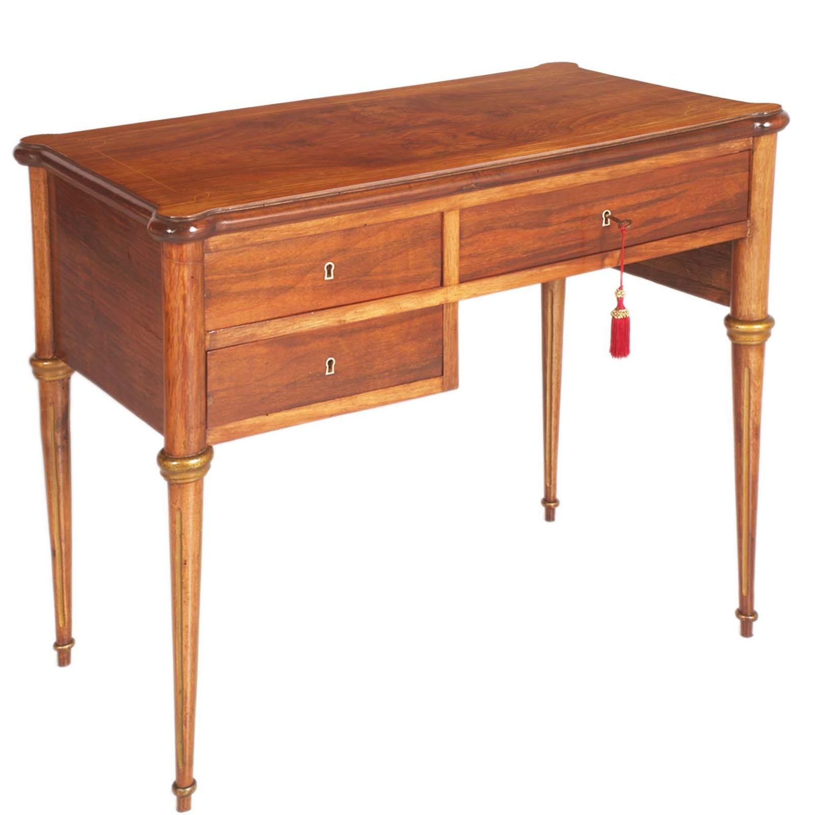 Schreibtisch aus Nussbaum mit Intarsien aus dem frühen 20. Jahrhundert von Meroni & Fossati (Directoire) im Angebot