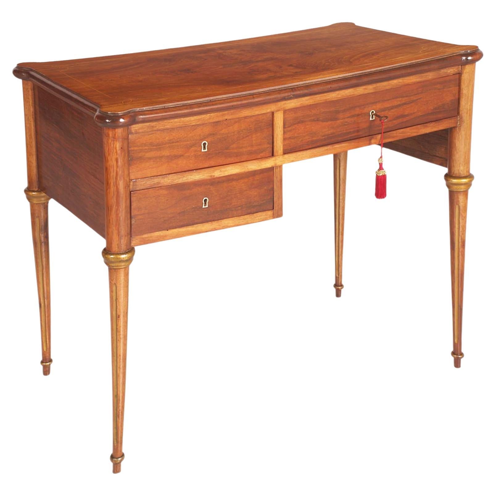 Early 20th Century Writing Desk in Walnut with Inlay by Meroni & Fossati For Sale