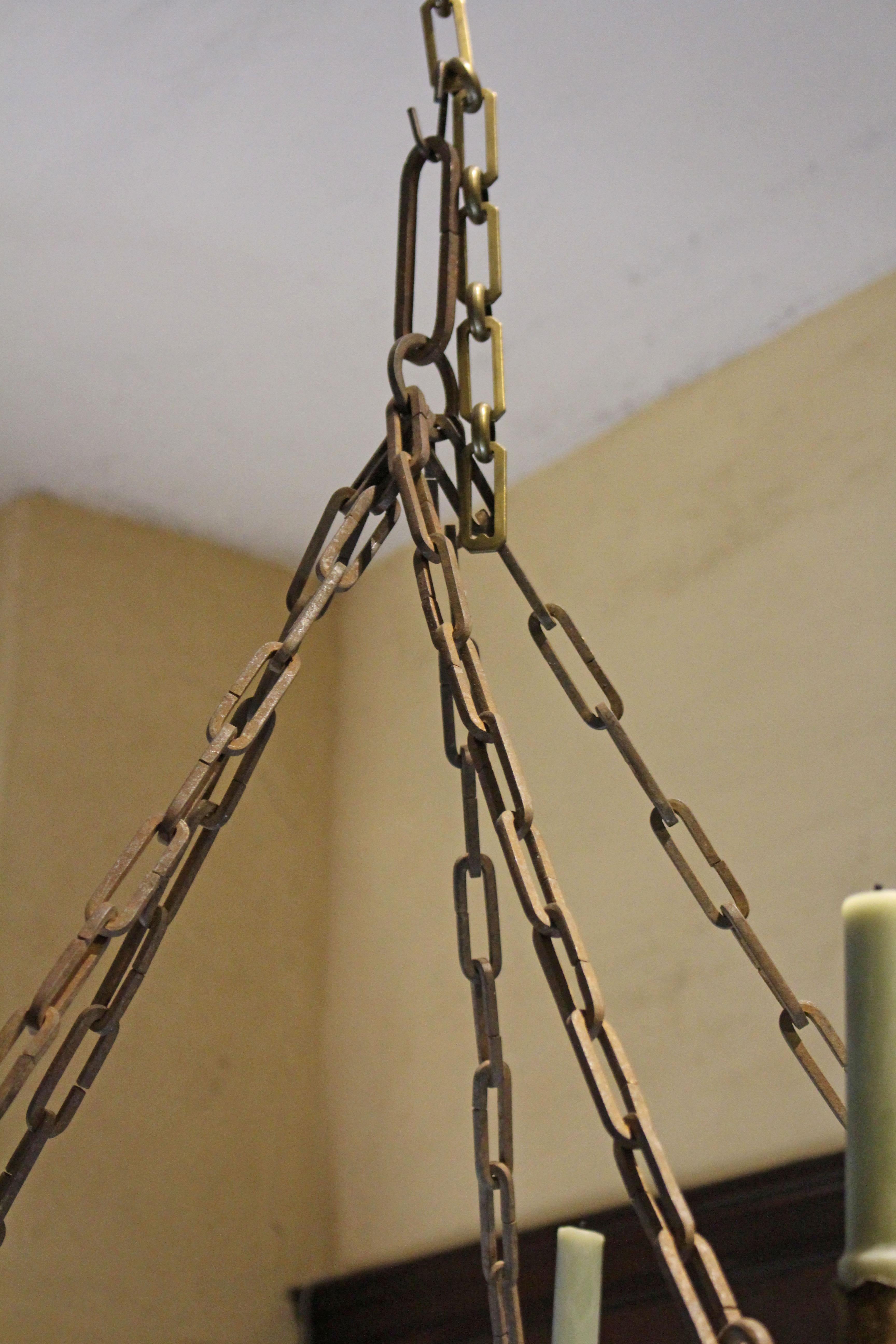 Early 20th Century Wrought Iron 5-candle Chandelier For Sale 2