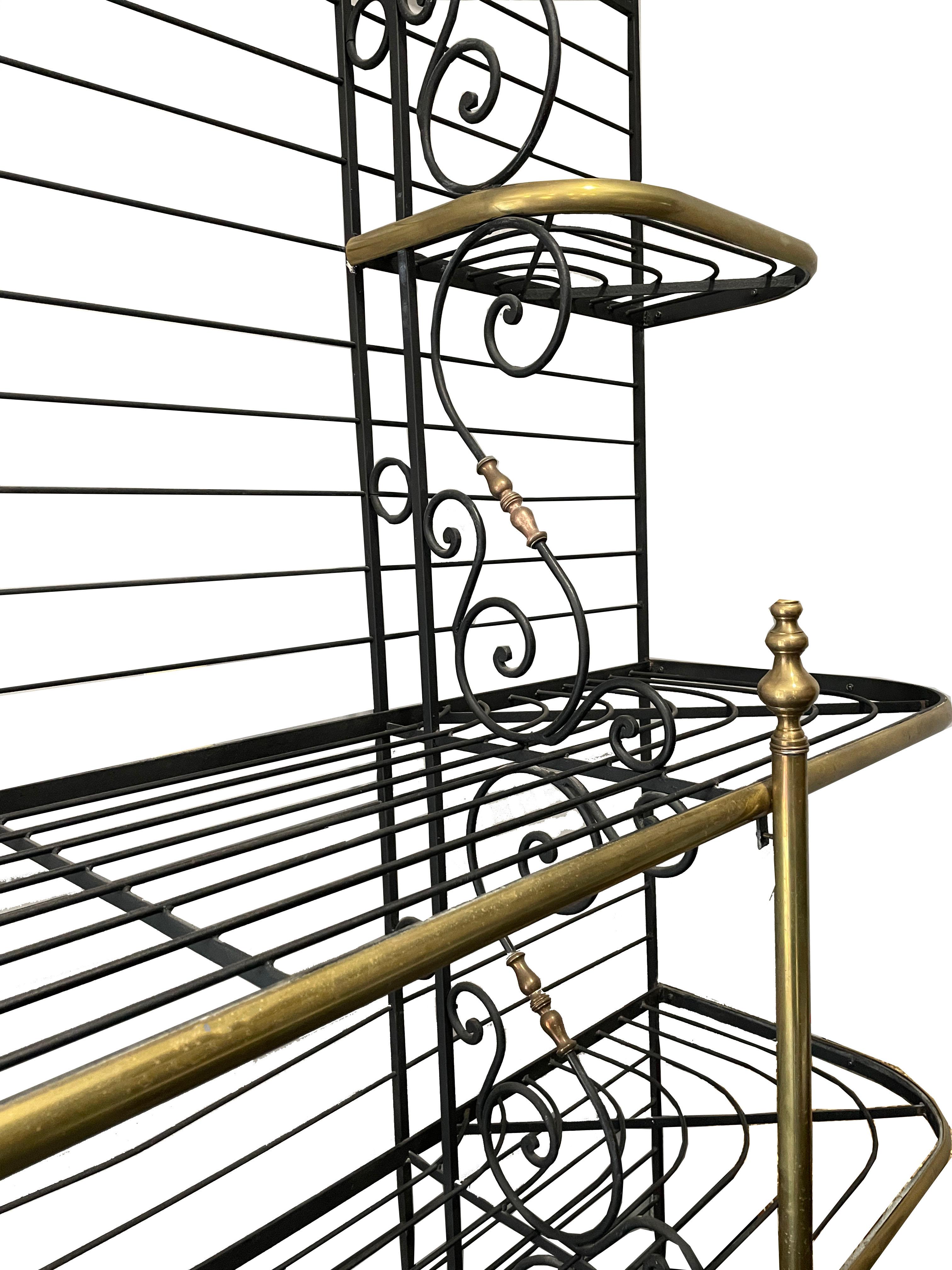 Victorian Early 20th Century Wrought Iron and Brass Baker's Rack Paris, France