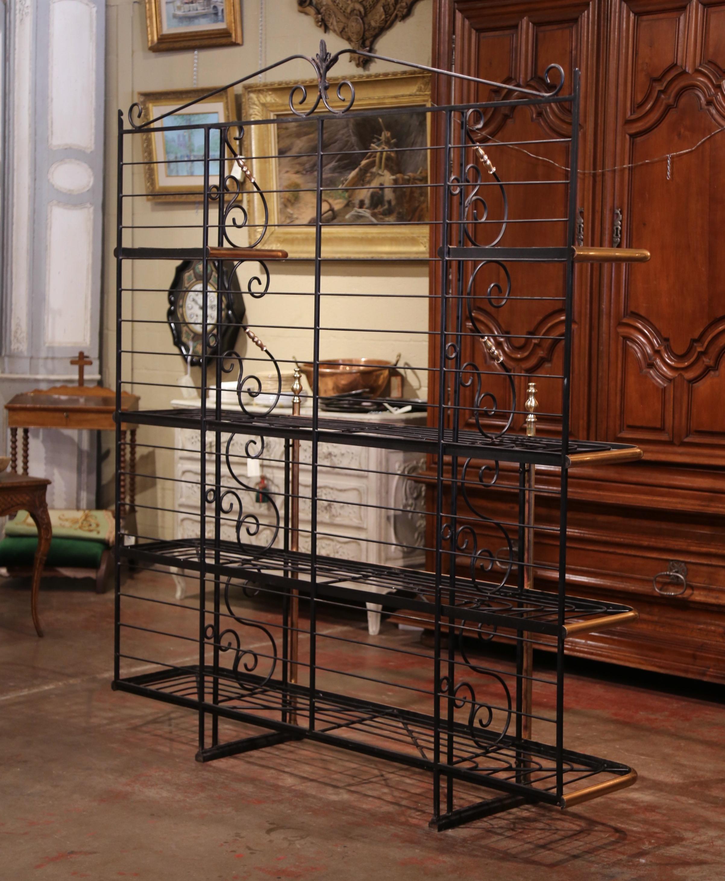 Early 20th Century Wrought Iron and Brass Baker's Rack Signed Paris, France 3