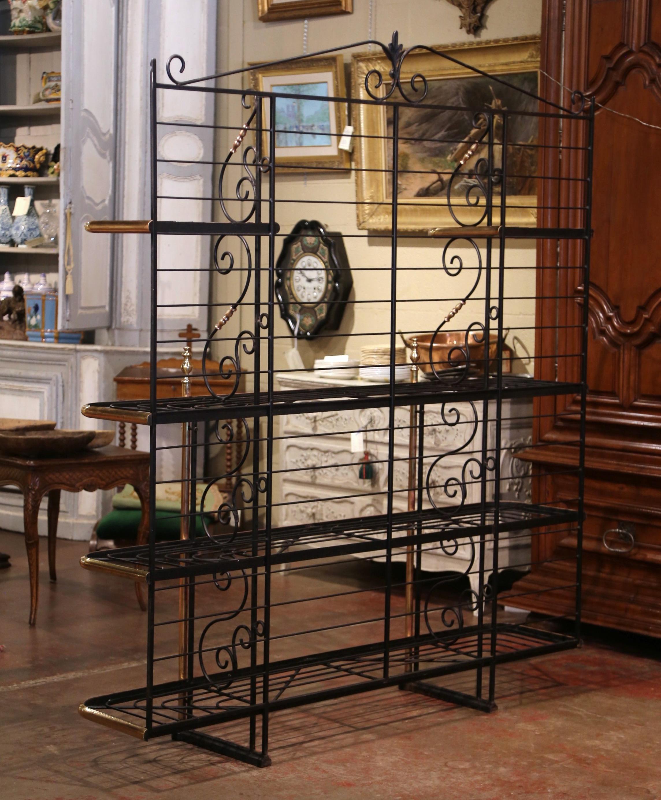 Early 20th Century Wrought Iron and Brass Baker's Rack Signed Paris, France 2