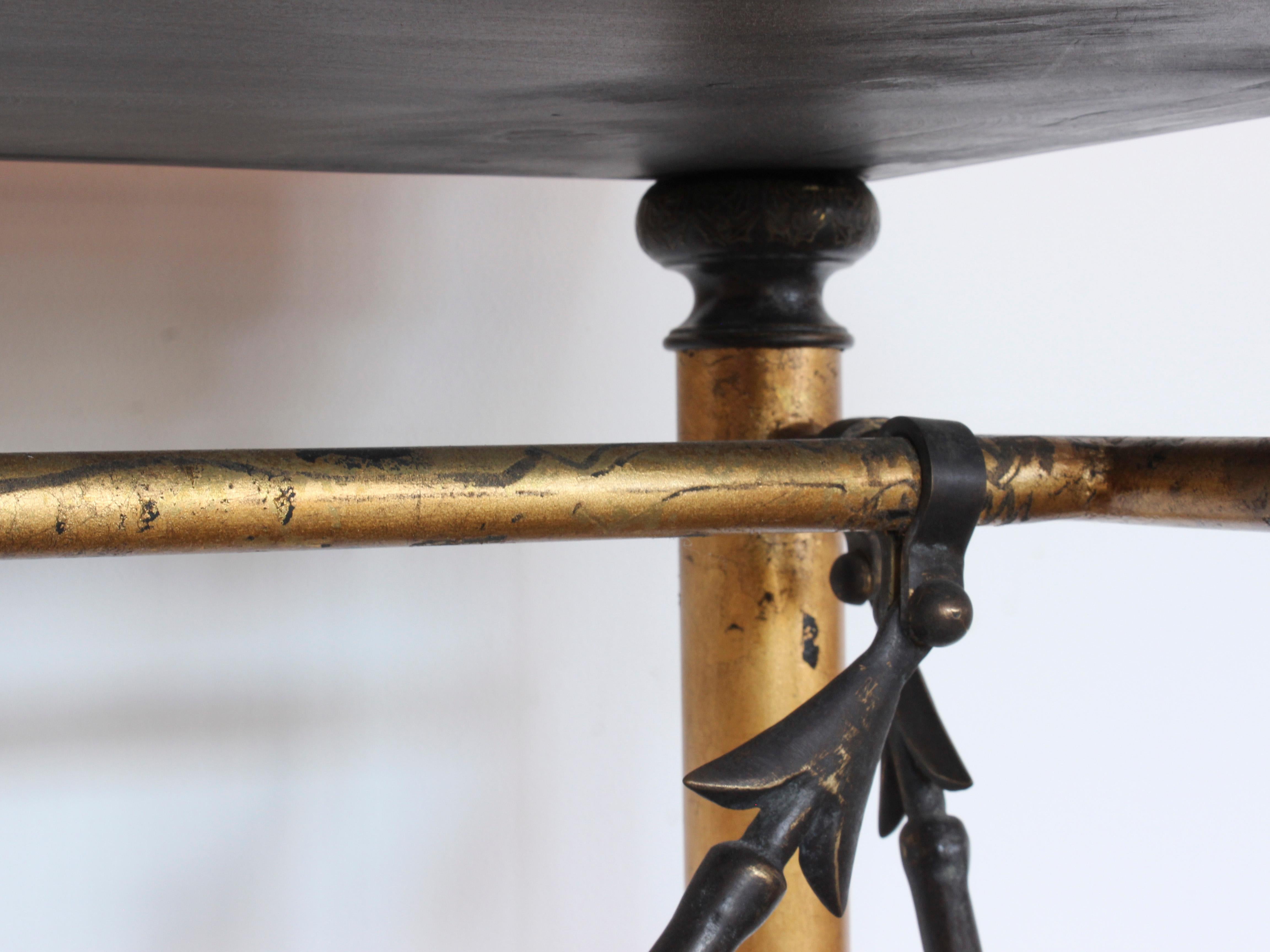 Early 20th Century Wrought Iron and Brass Console Table with Stone Top 7