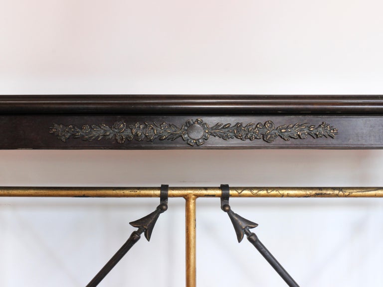 Early 20th Century Wrought Iron and Brass Console Table with Stone Top 9