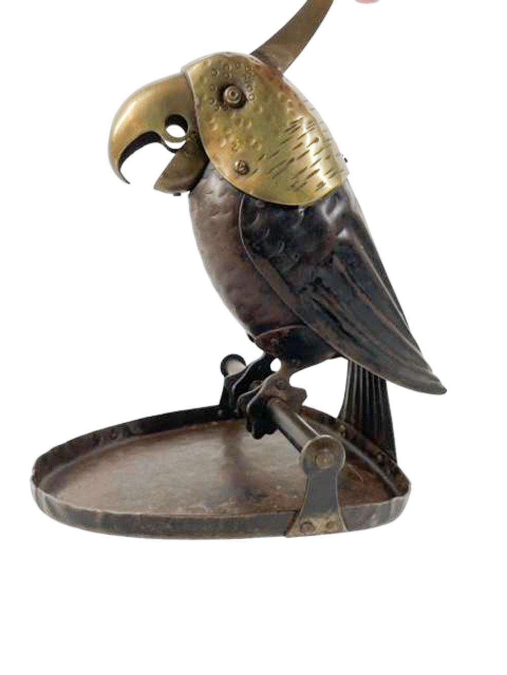 Arts and Crafts Early 20th Century Wrought Iron and Brass Table Cigar Cutter by A.V. Zschock
