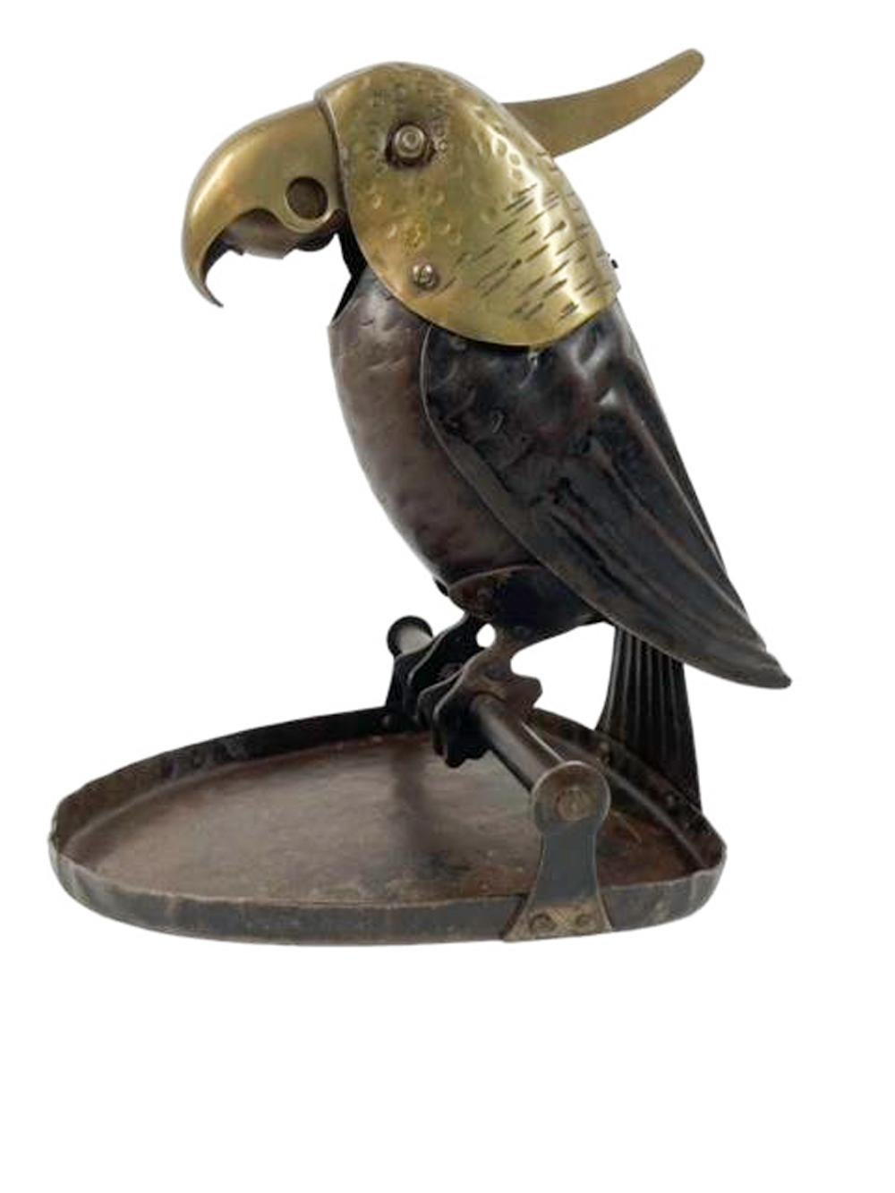 German Early 20th Century Wrought Iron and Brass Table Cigar Cutter by A.V. Zschock