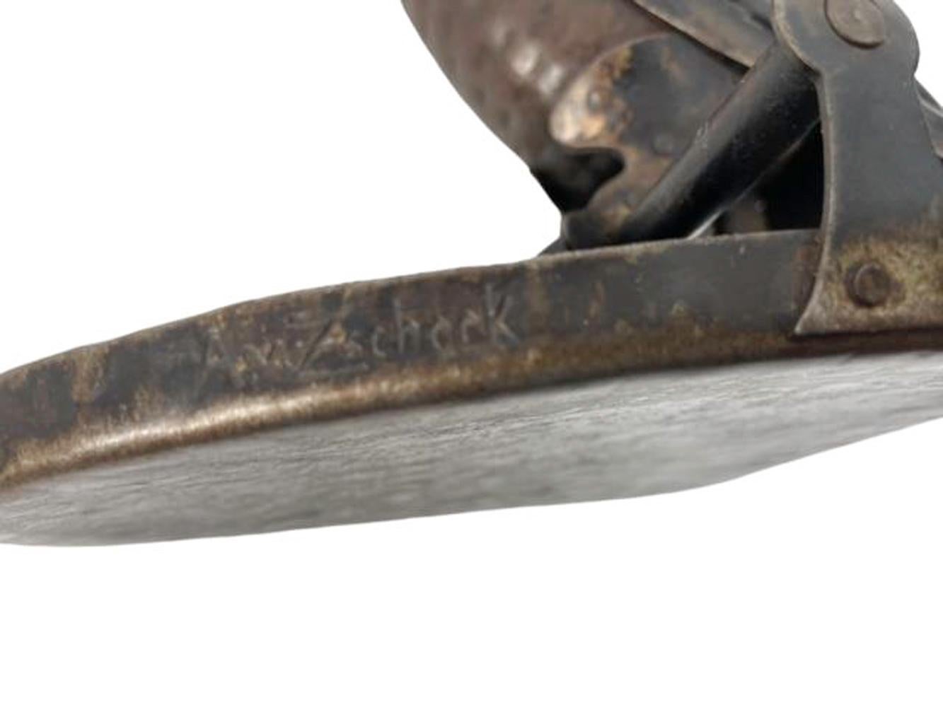 Early 20th Century Wrought Iron and Brass Table Cigar Cutter by A.V. Zschock 1