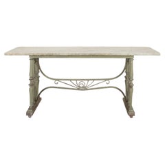 Early 20th Century Wrought Iron and Marble Orangery Table