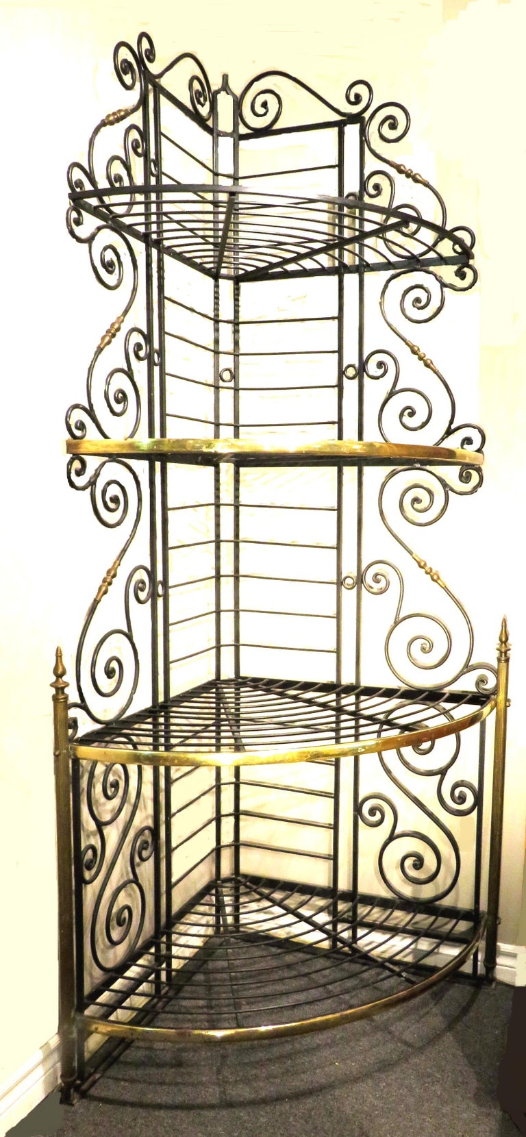 Early 20th Century Wrought Iron and Brass Corner Baker’s Rack, France