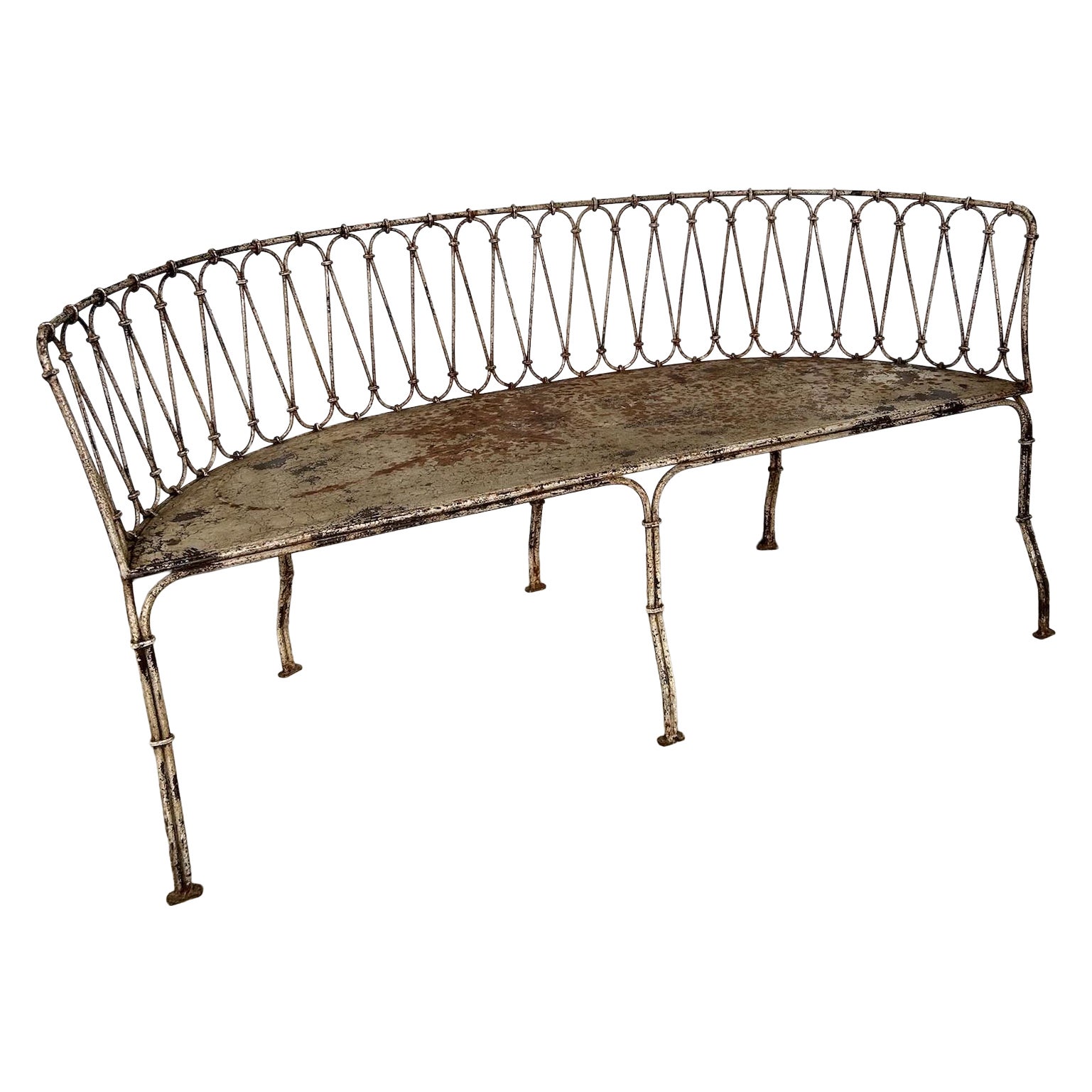 Early 20th century wrought iron garden bench