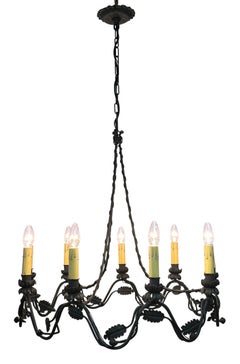 Early 20th Century Wrought Iron Light Fixture Chandelier