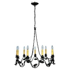Early 20th Century Wrought Iron Light Fixture Chandelier
