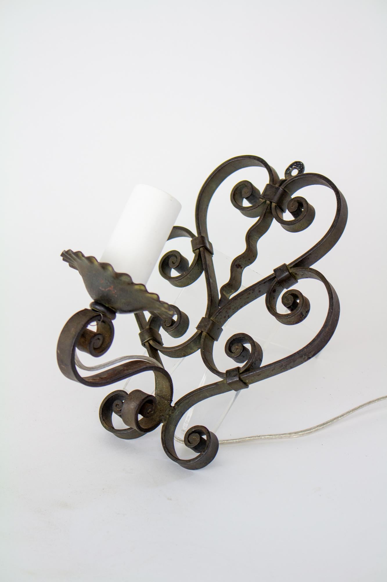 Early 20th Century Wrought Iron Pin Up Sconces, a Pair For Sale 6