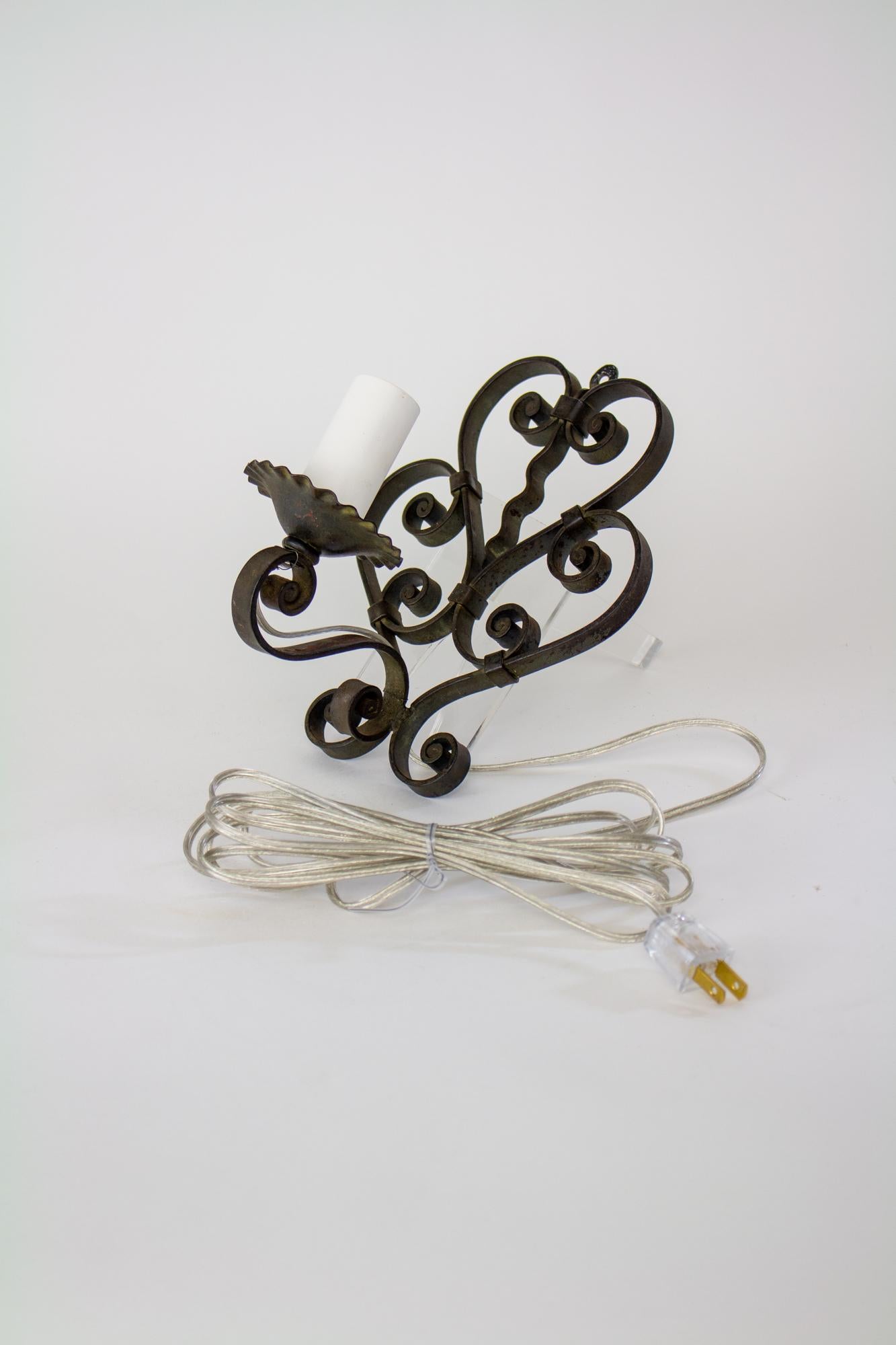 Early 20th Century Wrought Iron Pin Up Sconces, a Pair For Sale 7