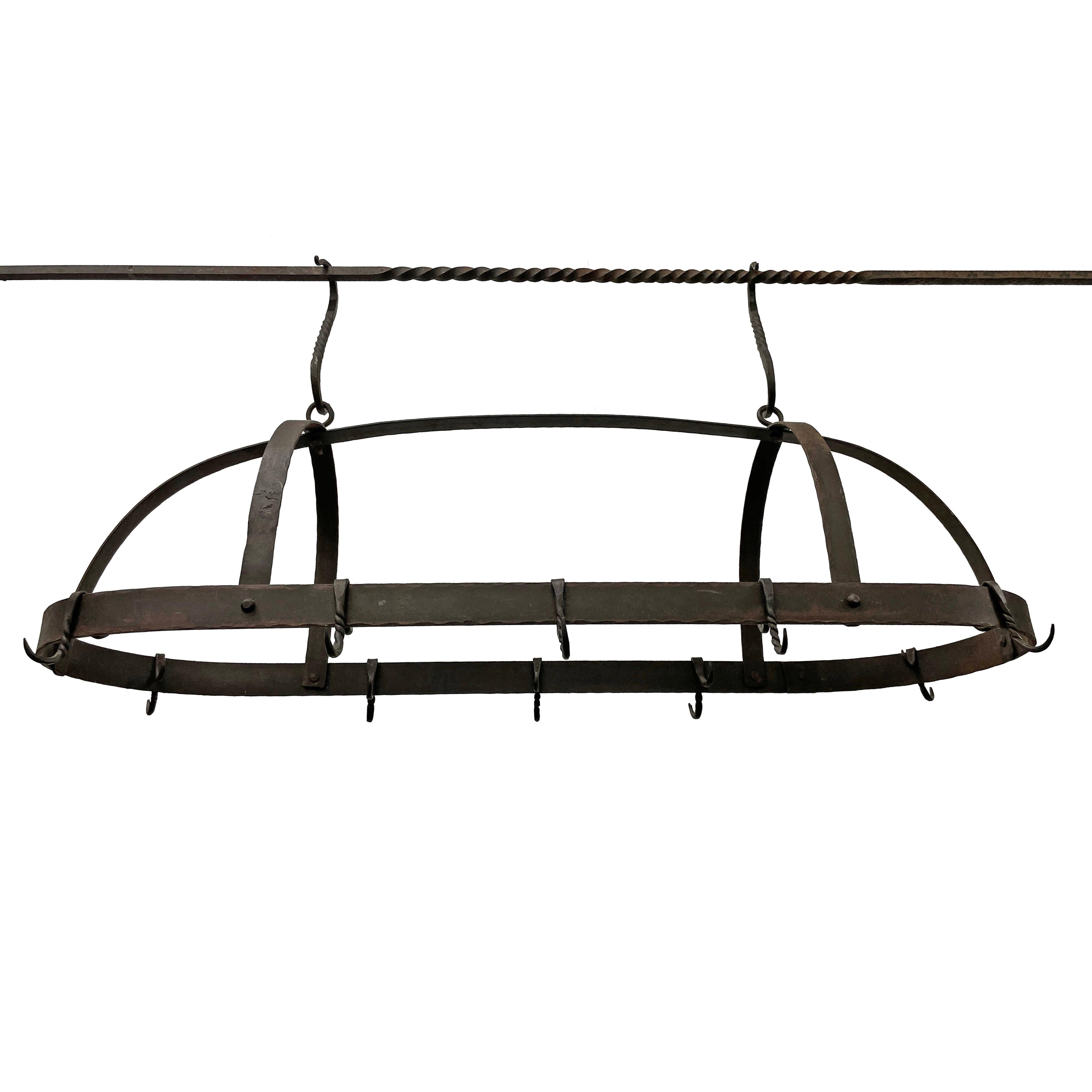 American Early 20th Century Wrought Iron Pot Rack
