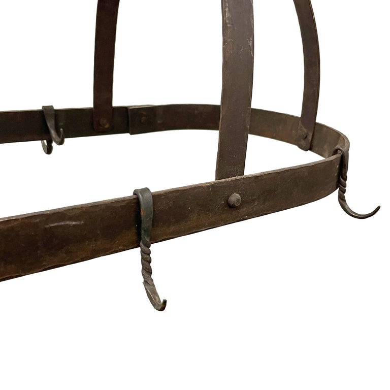 Early 20th Century Wrought Iron Pot Rack For Sale at 1stDibs