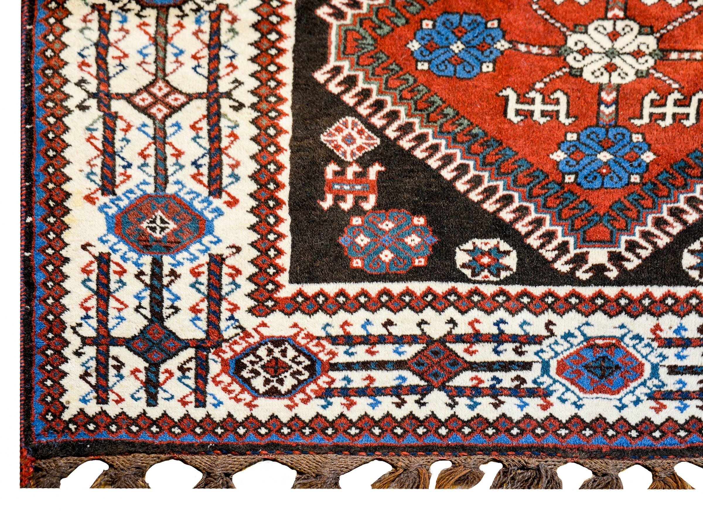 Vegetable Dyed Early 20th Century Yalameh Rug
