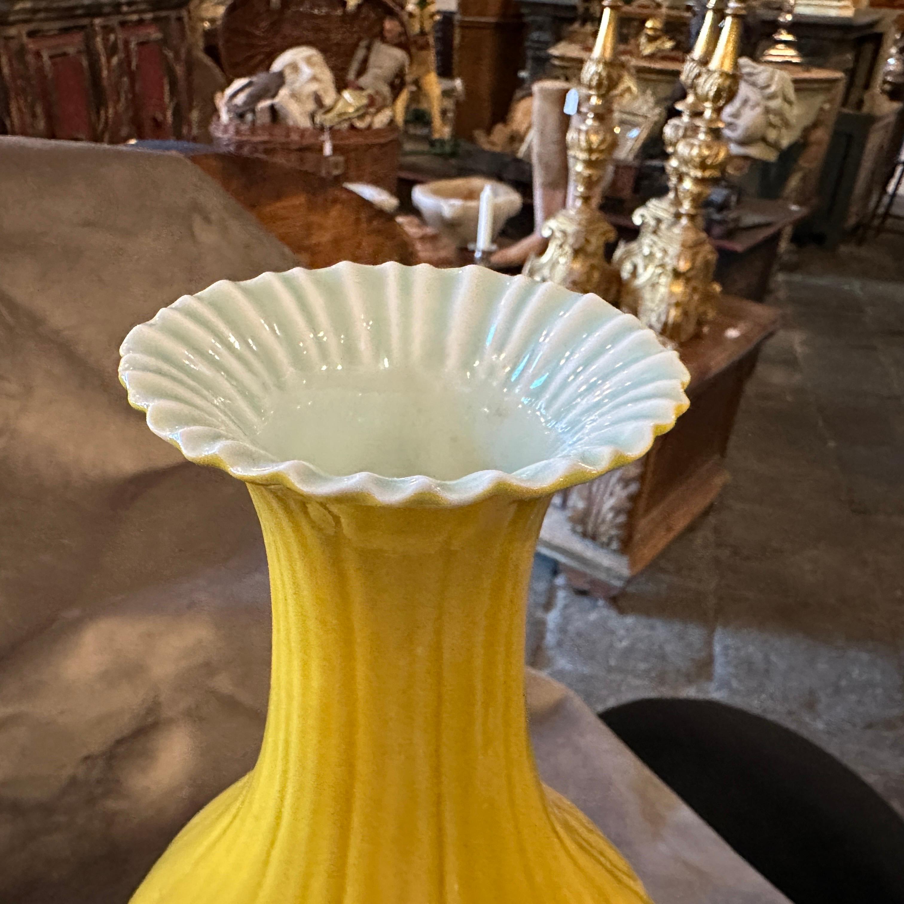 Chinese Export Early 20th Century Yellow Glazed Porcelain Chinese Vase