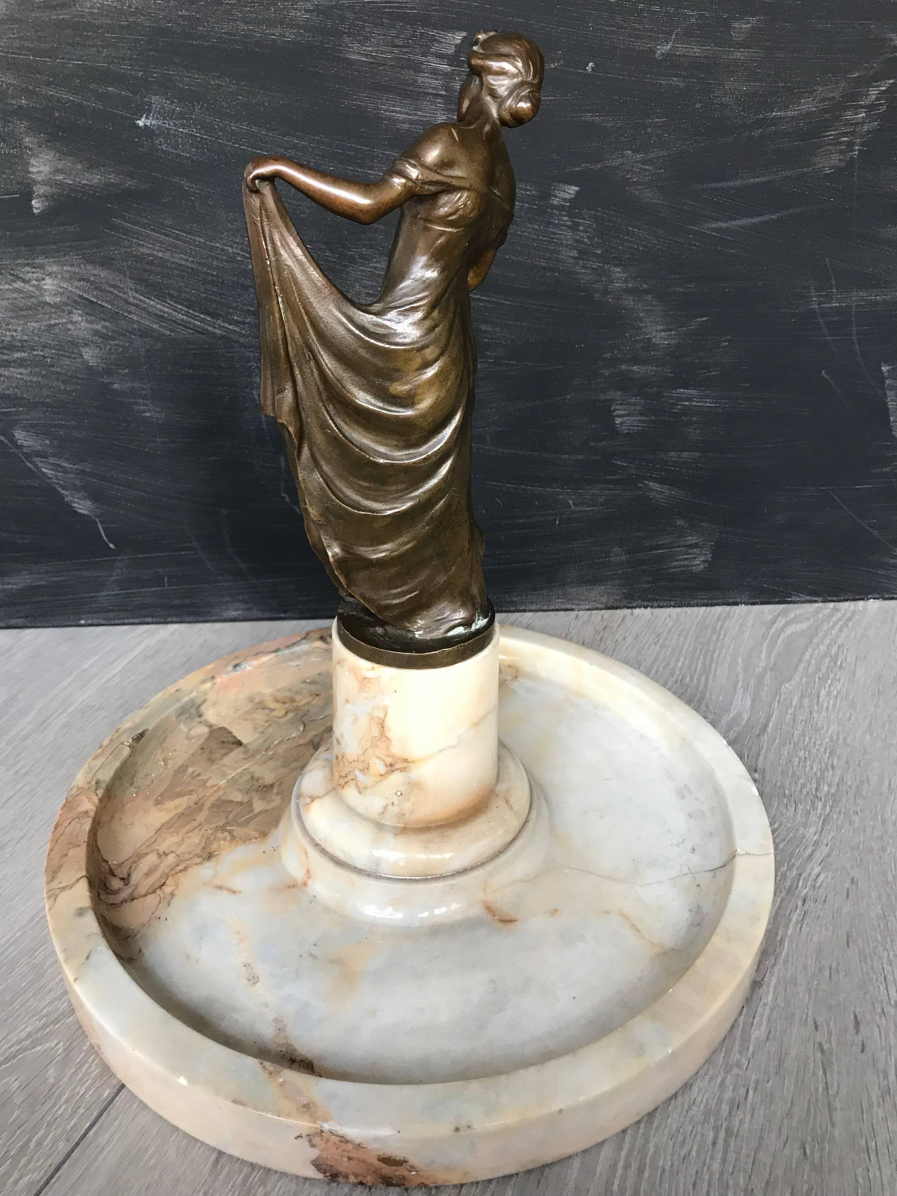 Signed Height 31cm Details about   Classical Bronze Lady Sculpture Marble Base 
