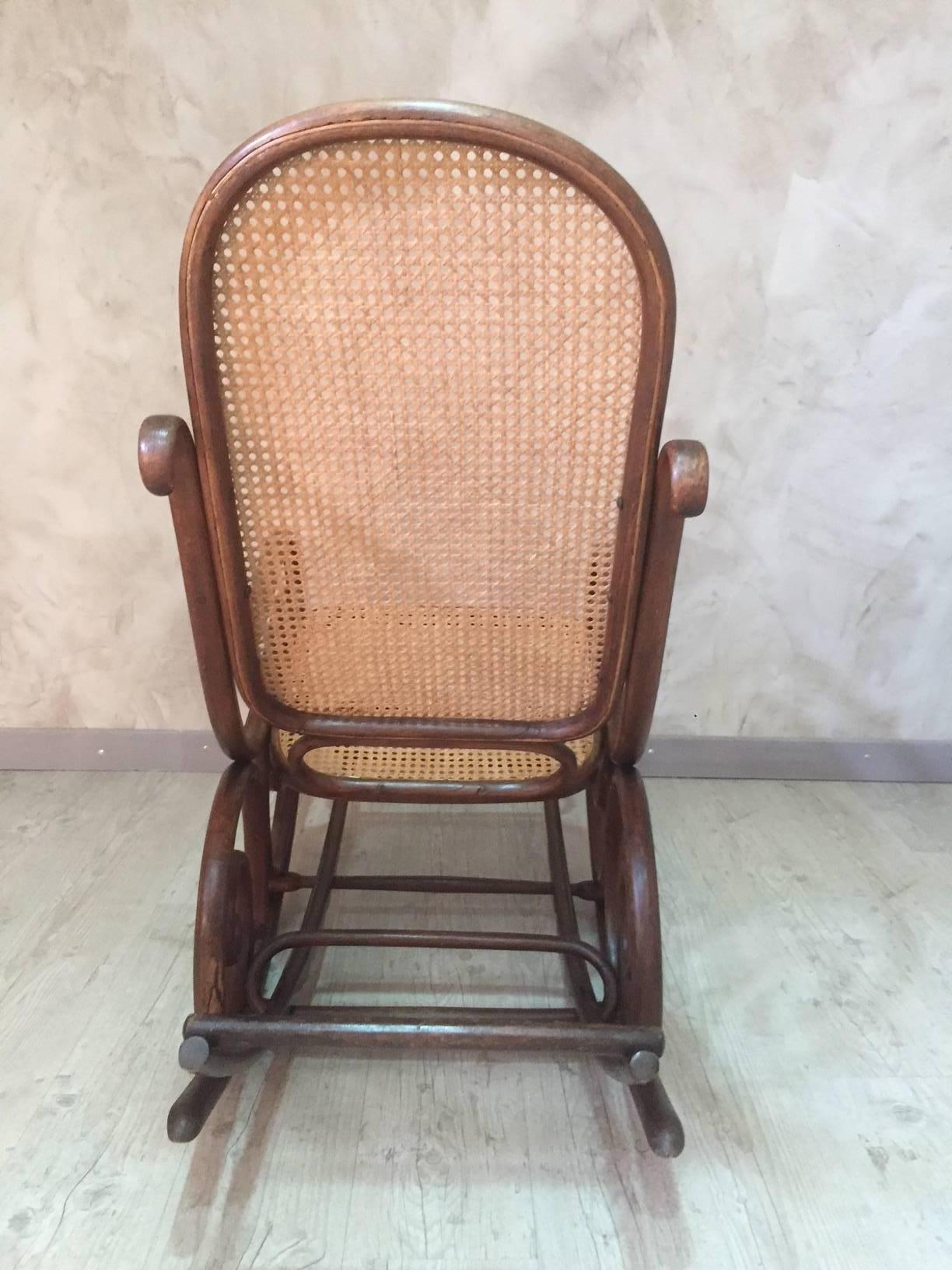 Early 20th Century, Thonet Caned Rocking Chair 3