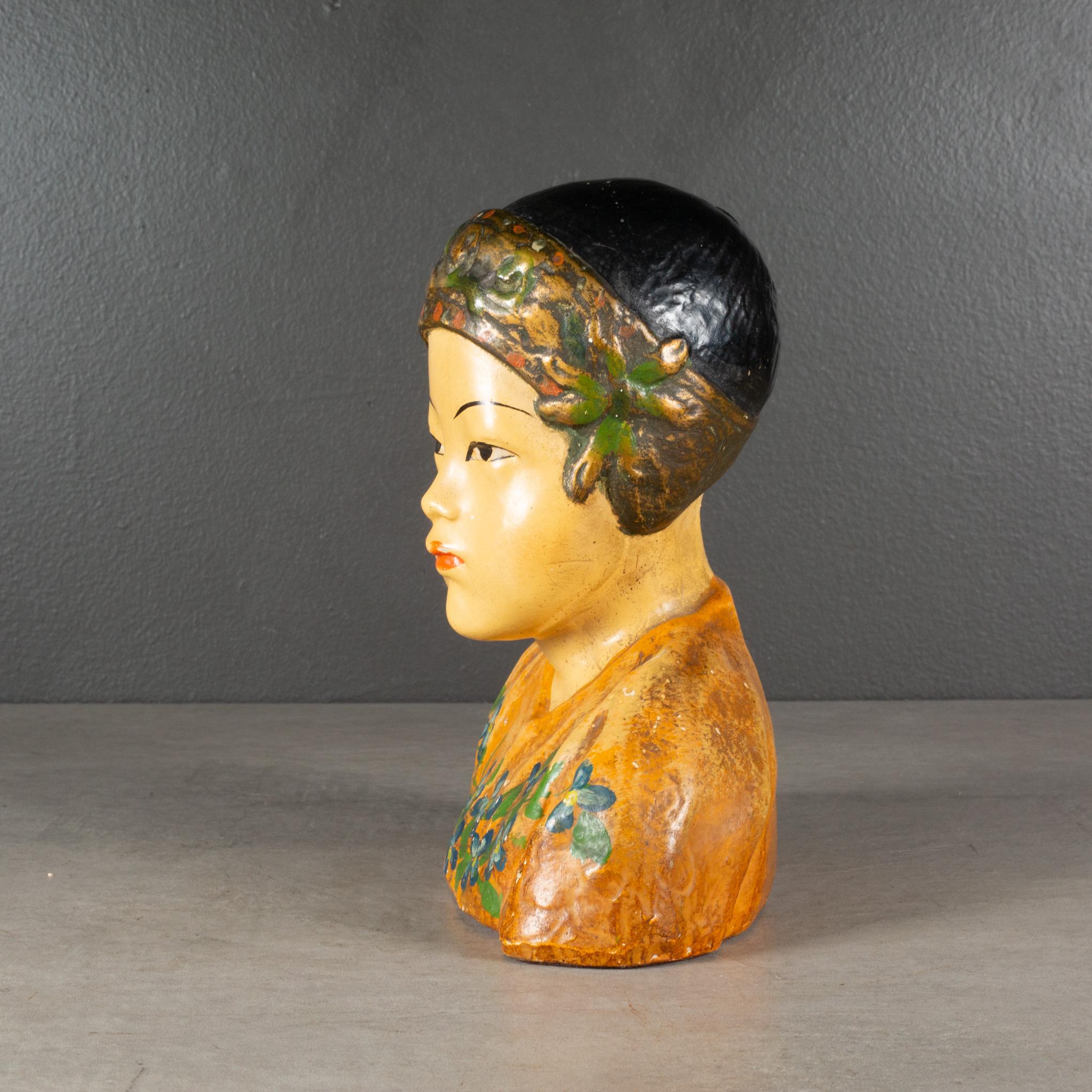 Chalkware-Büste aus dem frühen 20. Jahrhundert, Esther Hunt zugeschrieben, um 1920 (Art déco) im Angebot