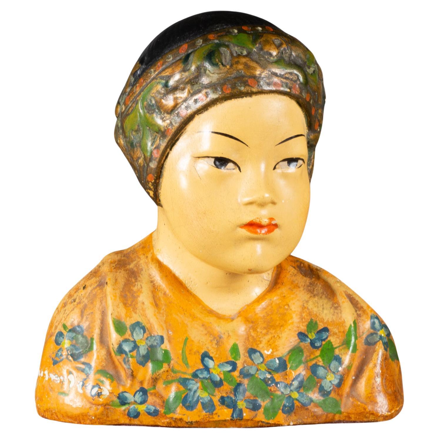 Early 20th Chalkware Bust attributed to Esther Hunt c.1920