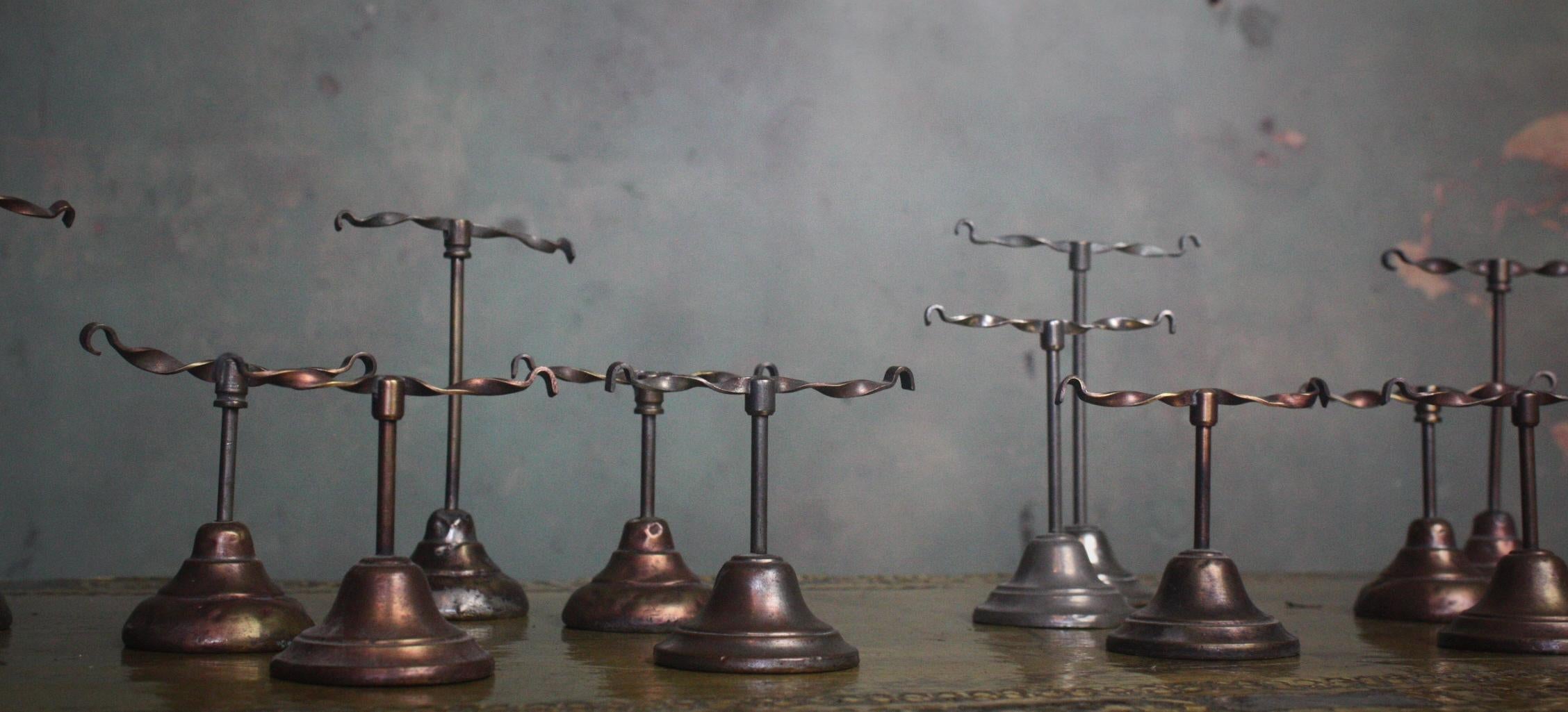 Early 20th Collection of 16 Edwardian Twist Shoe Shop Display Stands 6