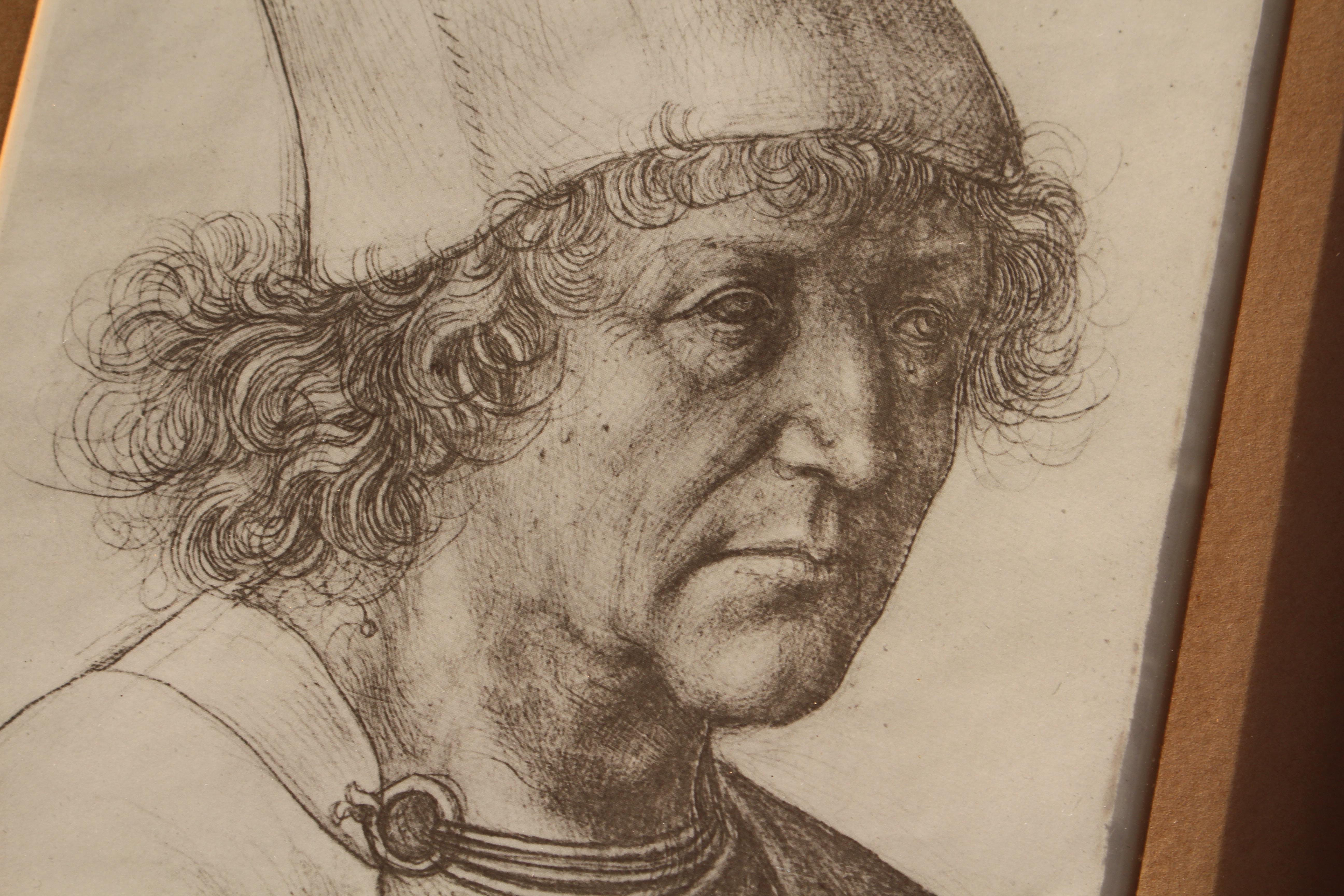 Glass Early 20th Collection of Four Silver Gilt Framed Da Vinci Portrait Prints For Sale