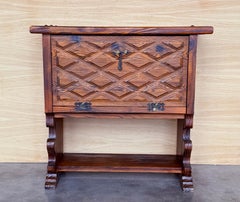 Early 20th Fall front Door rustic console Table with Shelve