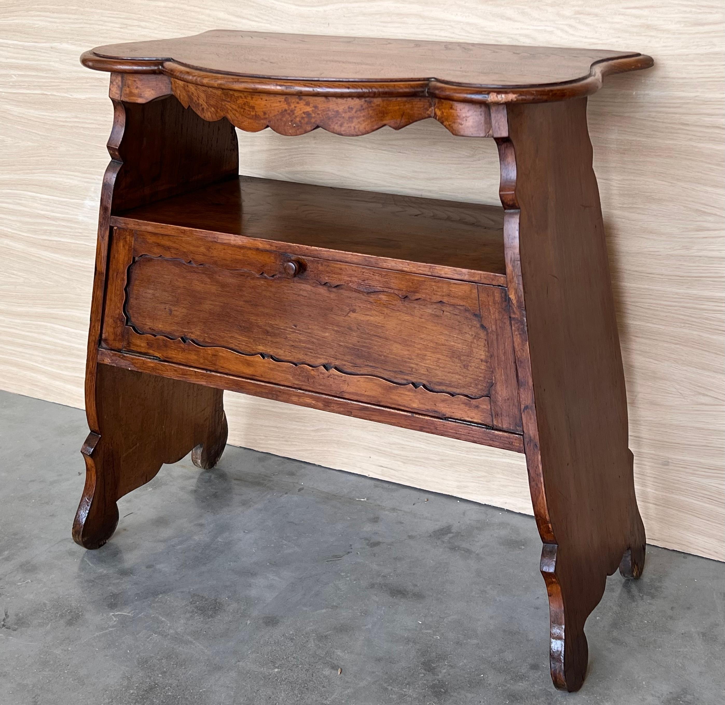 20th Century Early 20th Fall front Door rustic console Table with Shelve