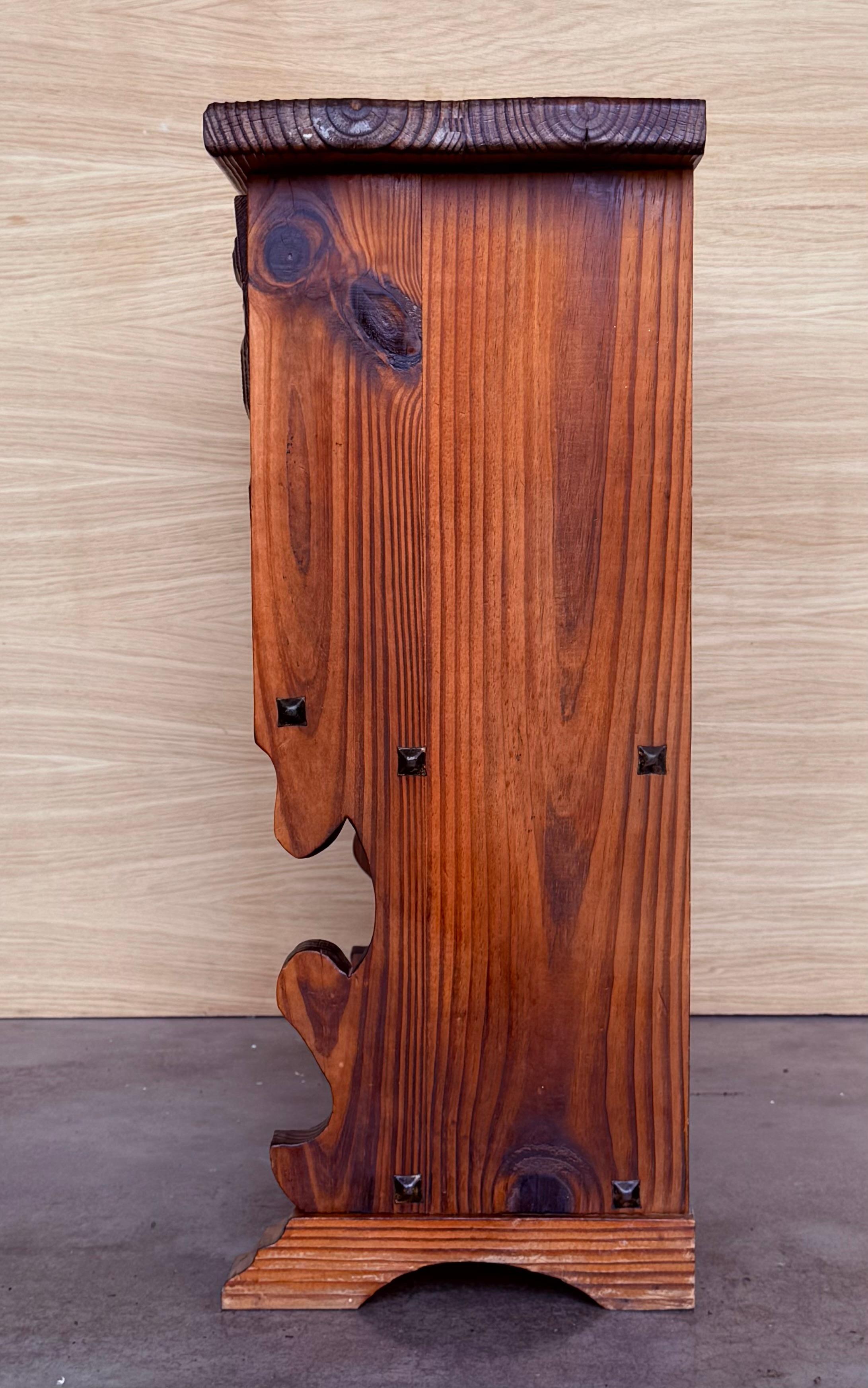 Walnut Early 20th Fall front Door rustic console Table with Shelve For Sale