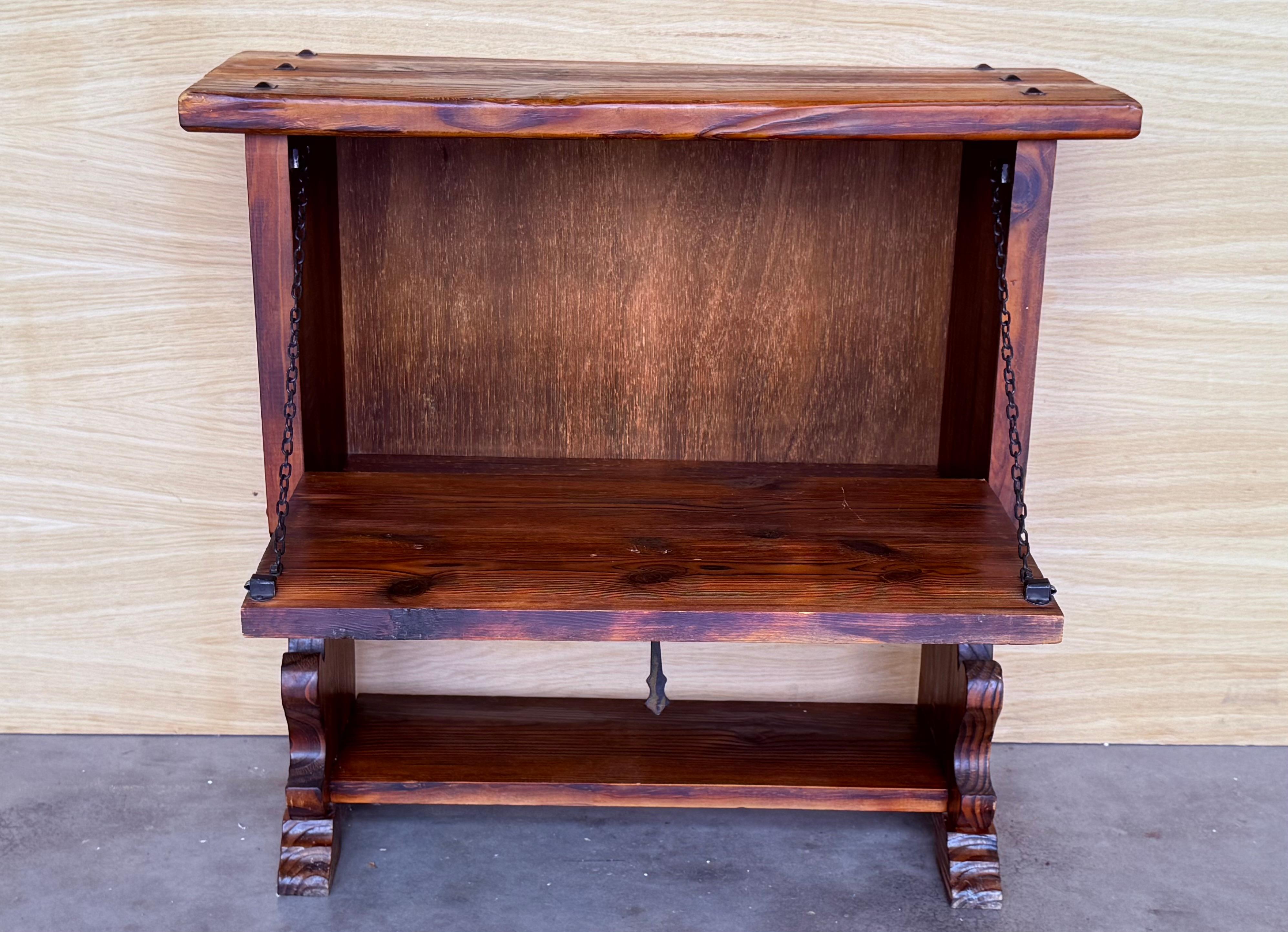 Early 20th Fall front Door rustic console Table with Shelve For Sale 1
