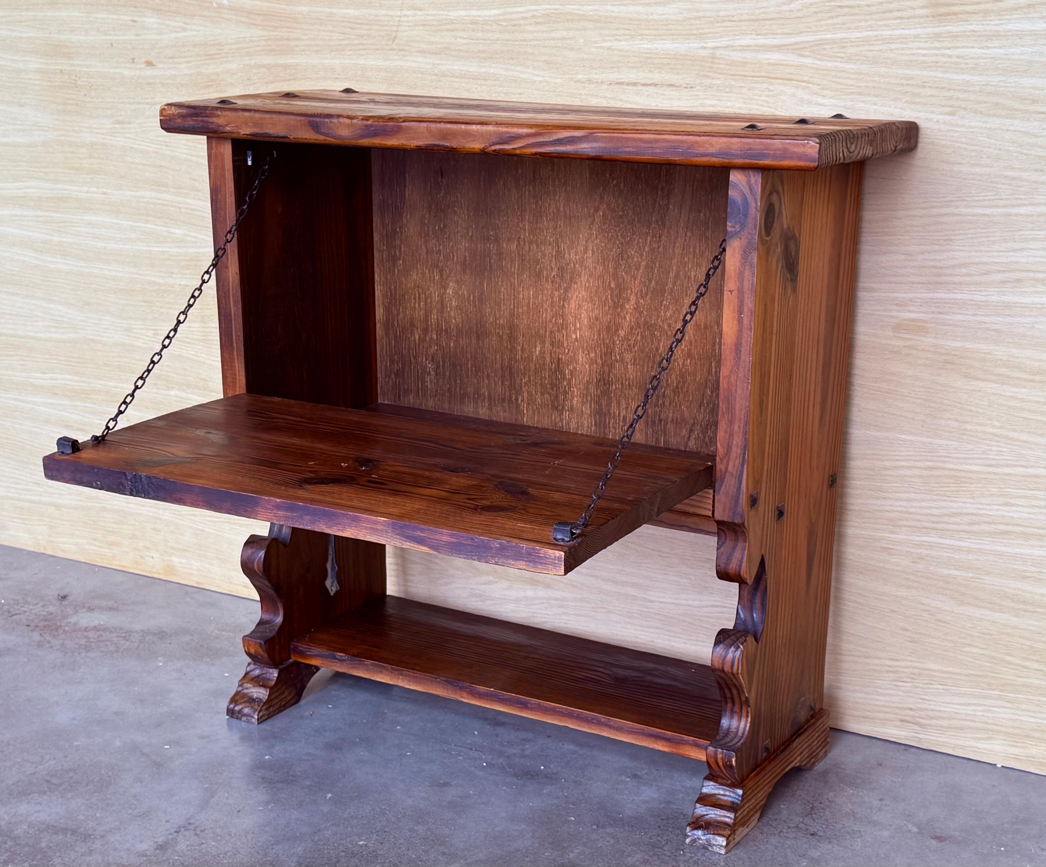 Early 20th Fall front Door rustic console Table with Shelve For Sale 2