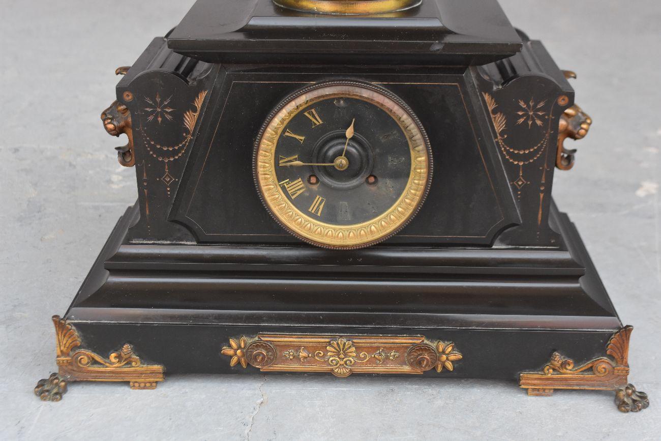 Napoleon III Early 20th Fireplace Surround in Gilt Bronze and Black Marble Neo-Classical  For Sale