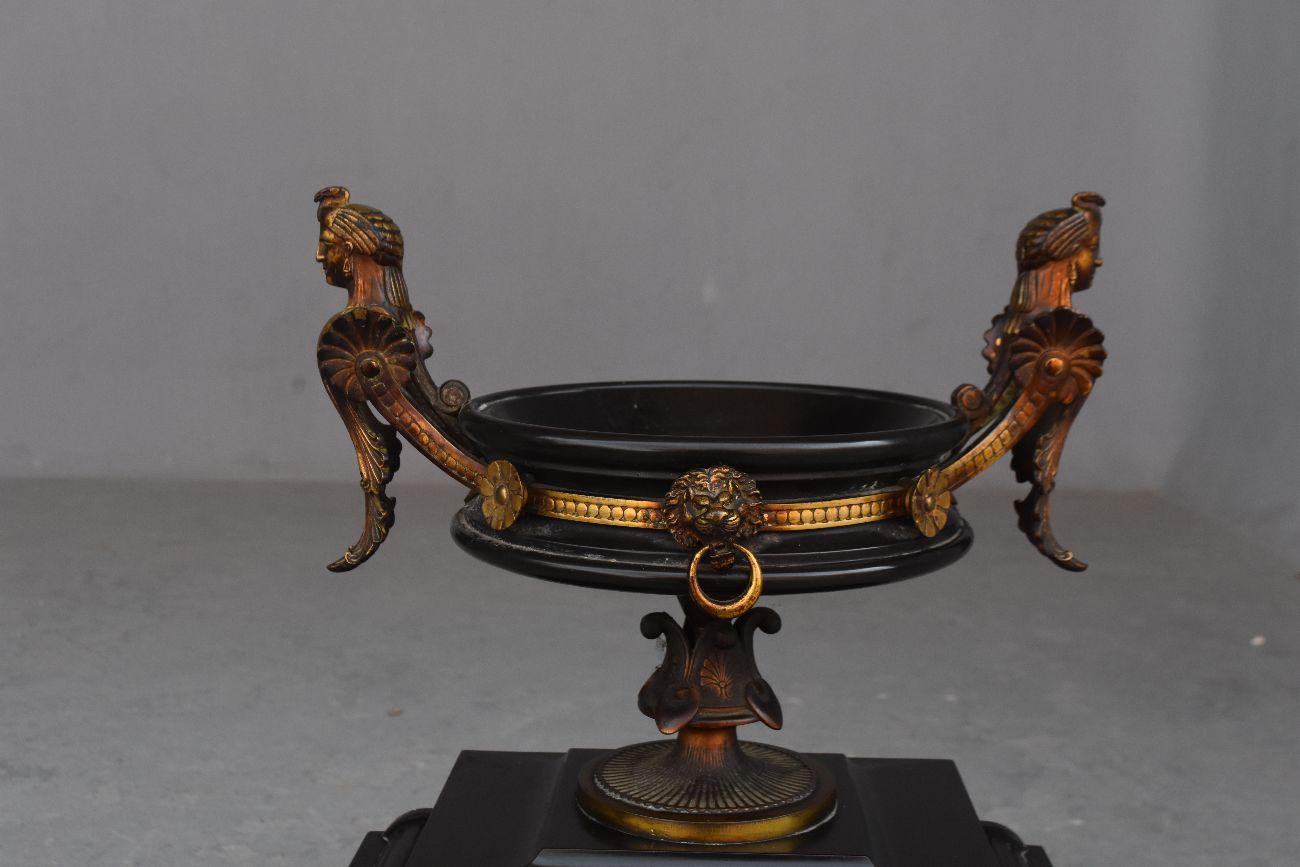 French Early 20th Fireplace Surround in Gilt Bronze and Black Marble Neo-Classical  For Sale