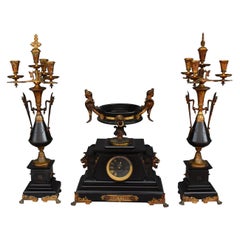 Early 20th Fireplace Surround in Gilt Bronze and Black Marble Neo-Classical